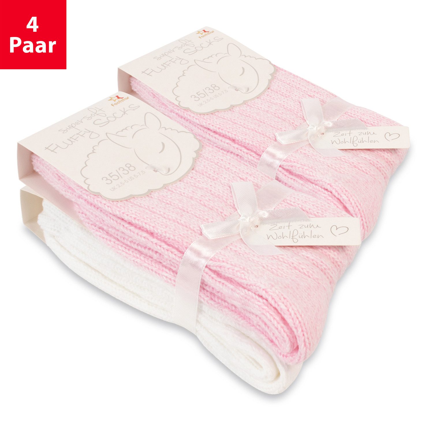 Footstar Kuschelsocken Damen Kuschelsocken (4 Paar) - Warm & flauschig