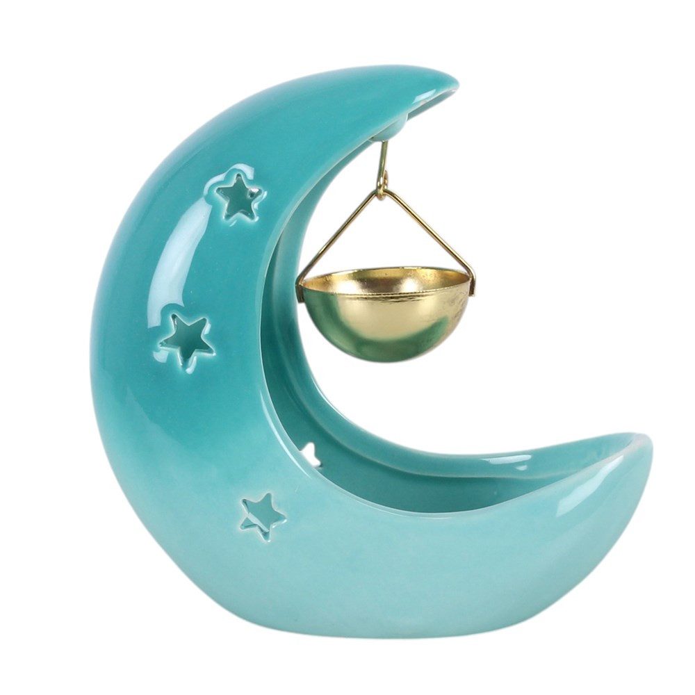 Something Different Duftlampe Crescent Moon Duftlampe pastell blau-türkis Witchy Gothic, Crescent Moon Duftlampe pastell blau-türkis Witchy Gothic