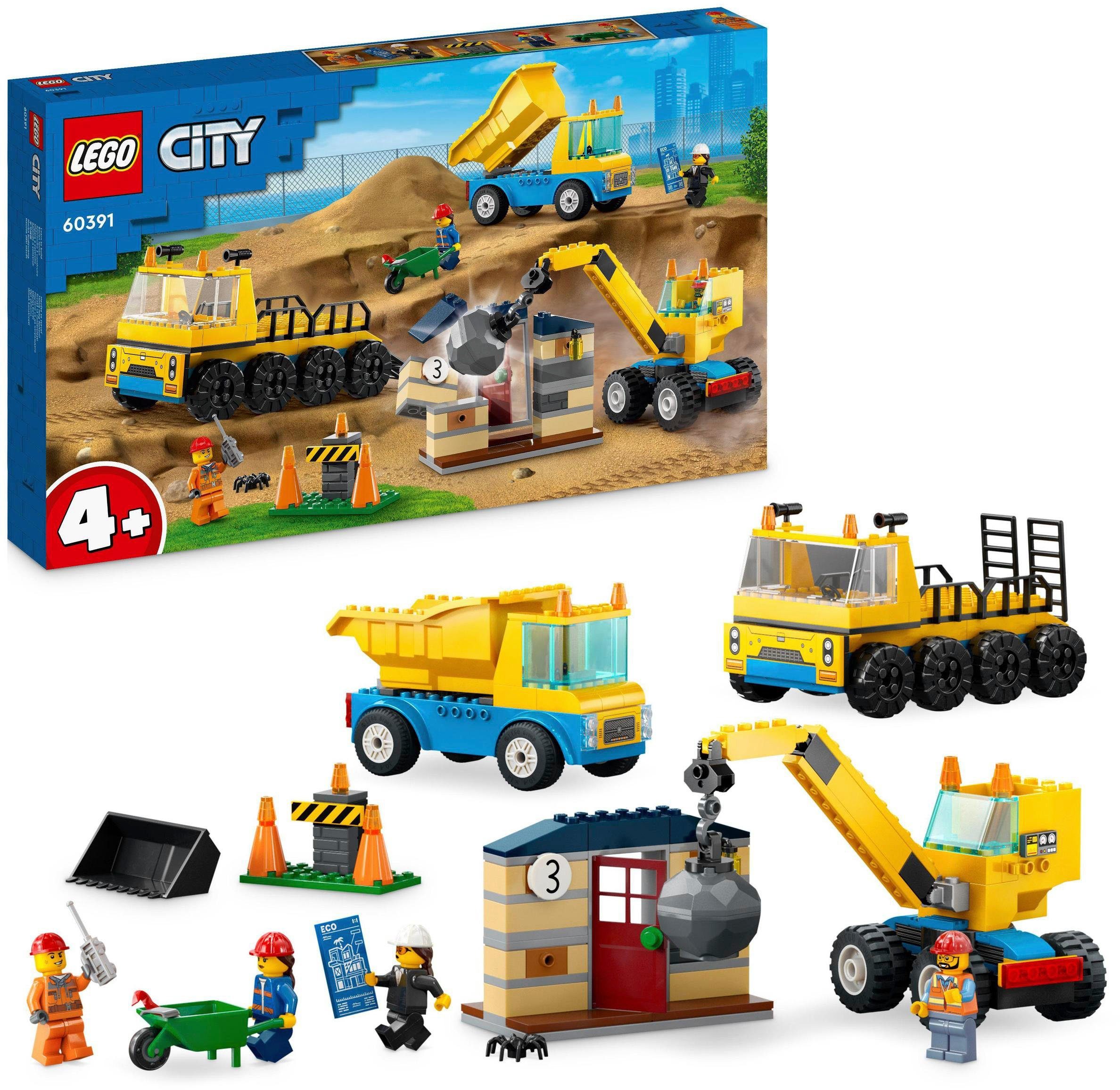 LEGO® Baufahrzeuge und Kran mit Abrissbirne (60391), LEGO® City Konstruktio günstig online kaufen