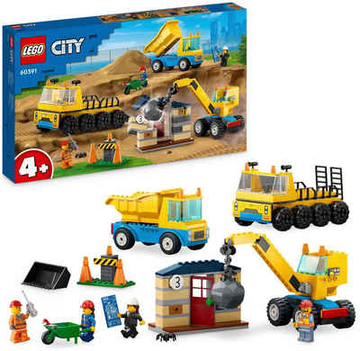 LEGO® Konstruktionsspielsteine Baufahrzeuge und Kran mit Abrissbirne (60391), LEGO® City, (235 St), Made in Europe