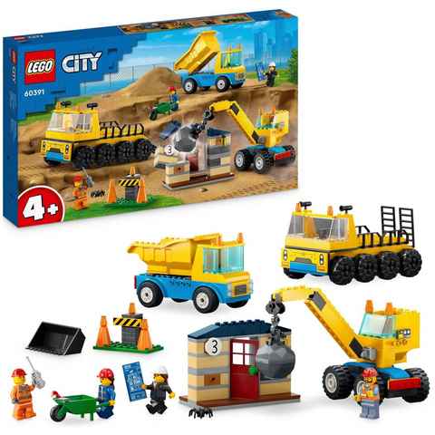 LEGO® Konstruktionsspielsteine Baufahrzeuge und Kran mit Abrissbirne (60391), LEGO® City, (235 St), Made in Europe