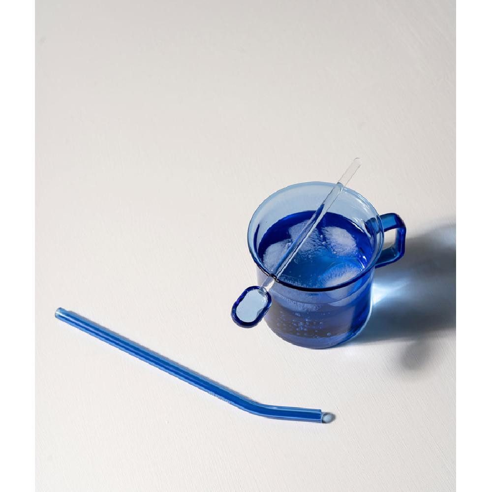 Muurla Tasse Teeglas Tasse Blau aus hitzebeständigem Glas (350ml)