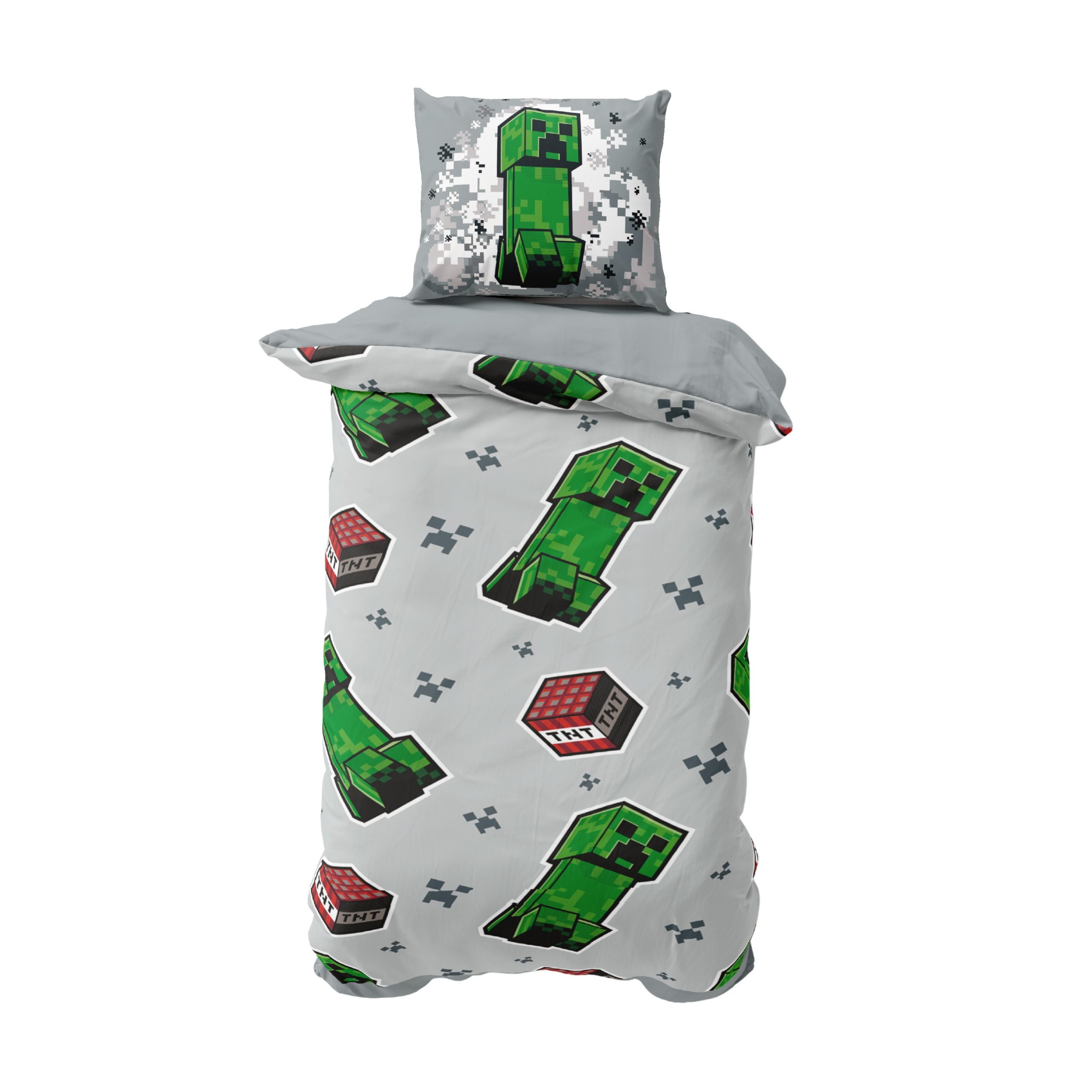MTOnlinehandel Kinderbettwäsche Minecraft "Boom" weiche Microfaser, 135x200 cm + 80x80 cm, Microfaser, 2 teilig, Wendebettwäsche für Mädchen und Jungen, Gaming – Bild 3 von 5