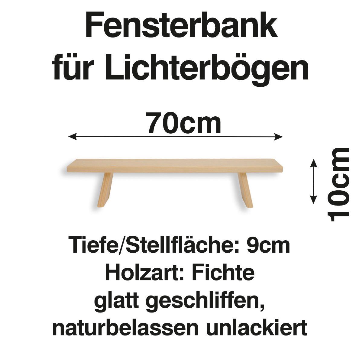 Schenk Holzkunst Lichterbogen Fenst cm Erhöhung Bank Schwibbogen 70 Schwibbogen-Fensterbank