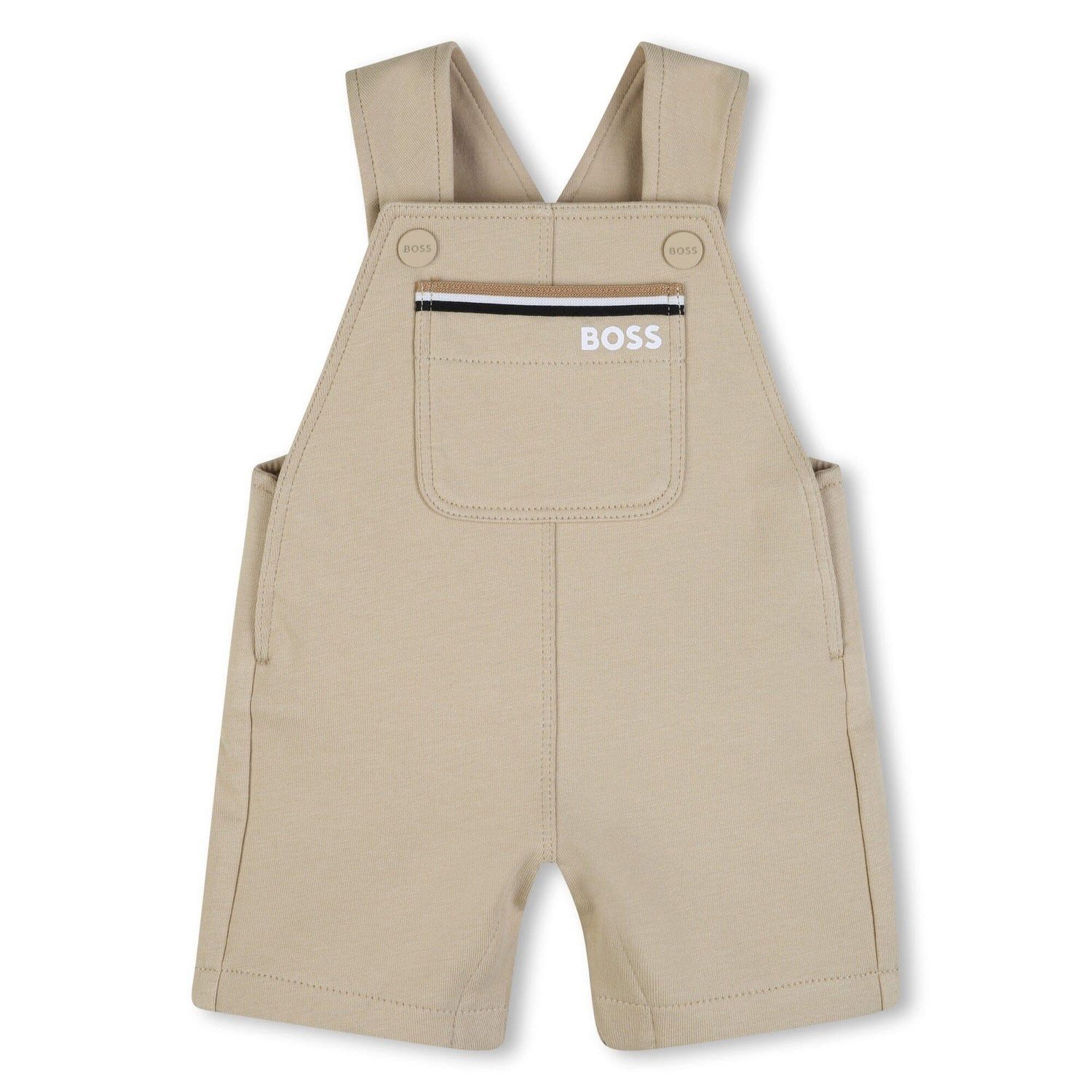 BOSS Latzhose BOSS Baby Shorts-Overall – Jersey, Beige, Druckknöpfe