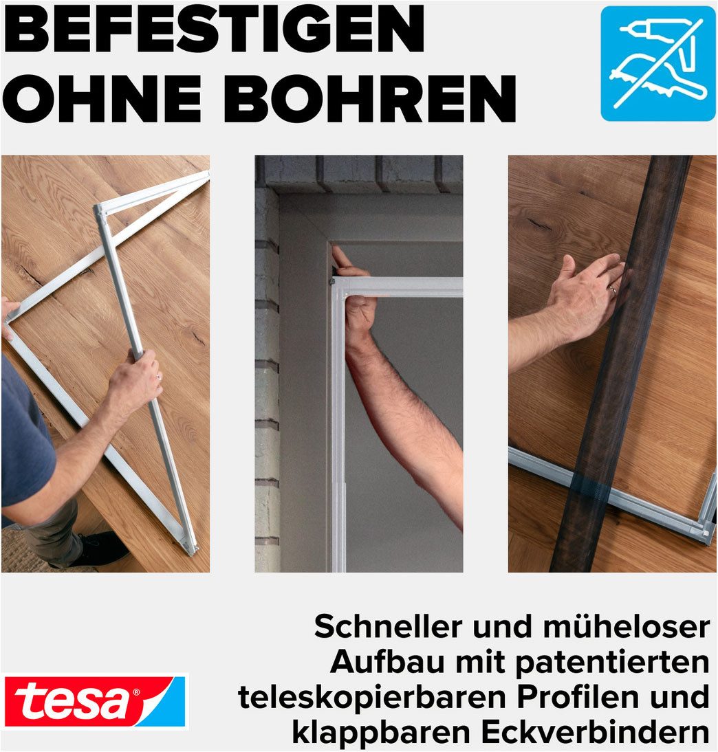 tesa Insektenschutz-Fensterrahmen FALT Alu Rahmen teleskopierbar Premium, (Packung, 1-St., Teleskop Alu Rahmen), Alu Insektenschutz 80 cm x 80 cm bis 140 cm x 1 – Bild 5 von 5