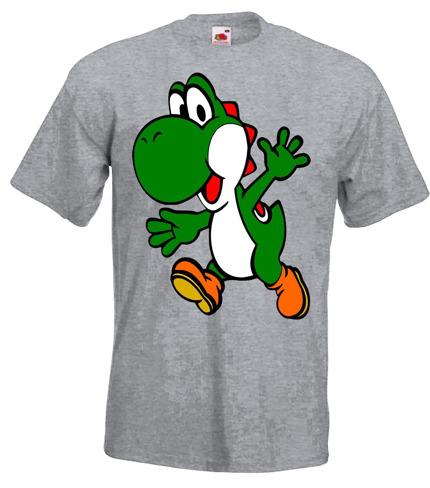 Youth Designz T-Shirt Yoshi witziges Gaming T-Shirt für Herren Mit trendigem Frontprint Grau