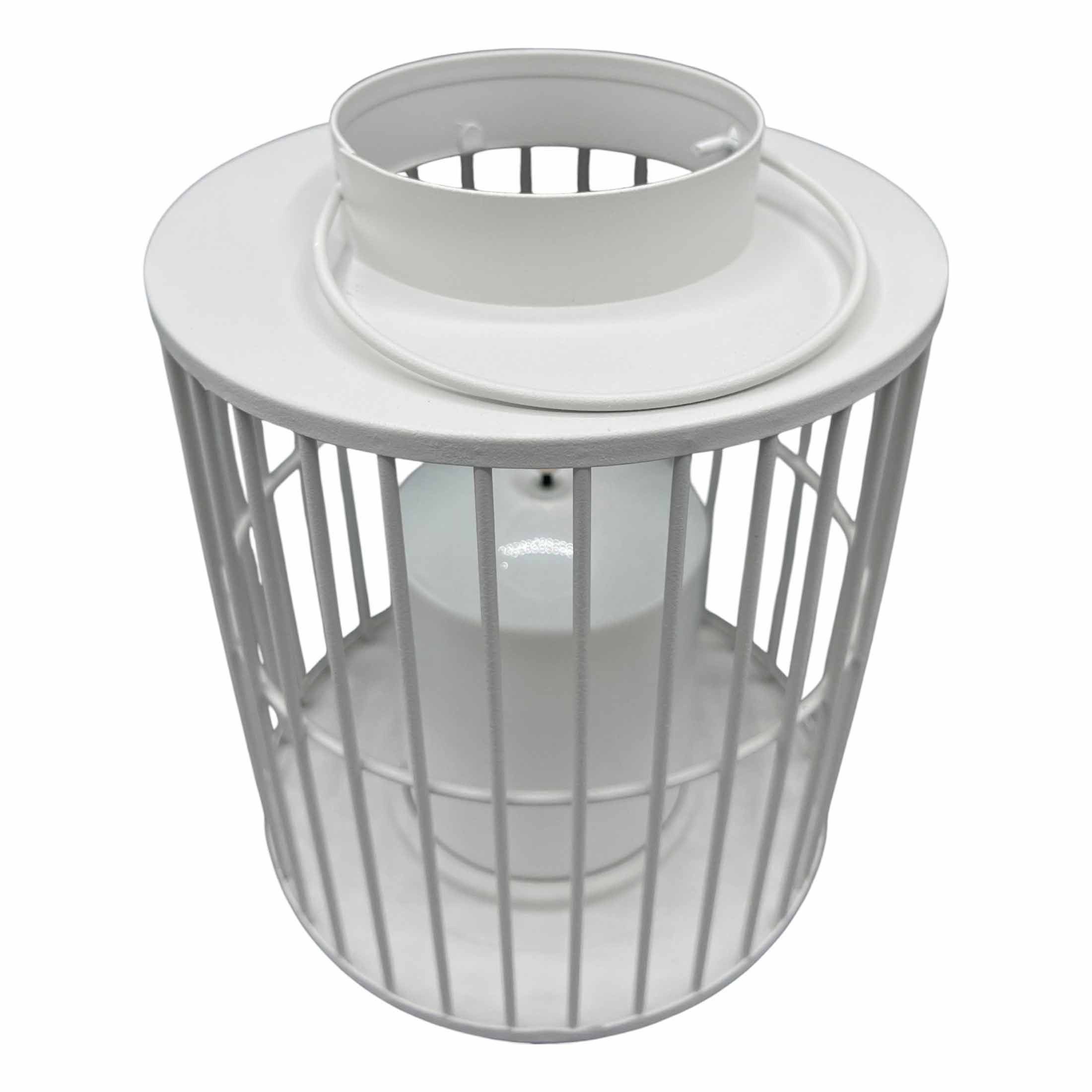 Coen Bakker LED Laterne, Ein-/Ausschalter, LED, warmweiß, weiß matt Metall Kerze mit 3D-Flamme 15x18cm