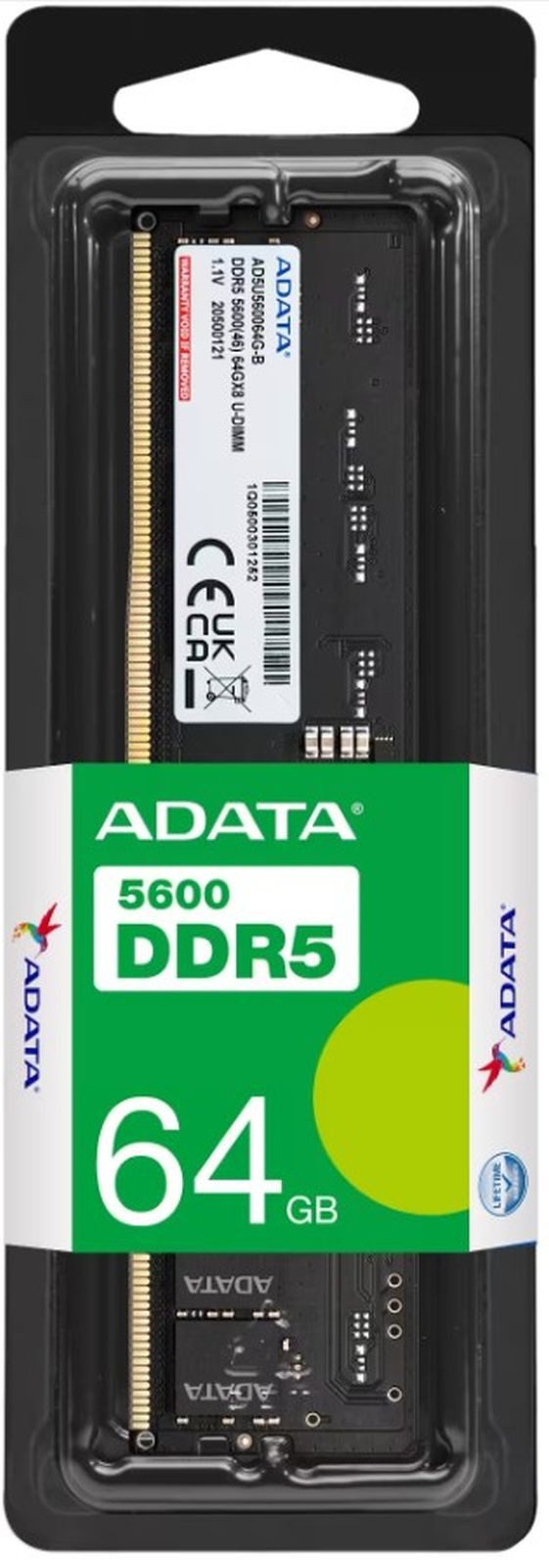 ADATA DIMM 64 GB DDR5-5600, Arbeitsspeicher AD5U560064G-S PC-Arbeitsspeicher