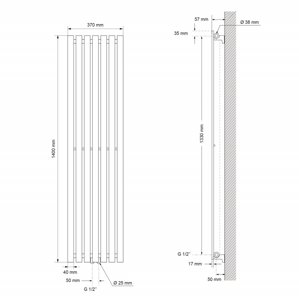 LuxeBath Badheizkörper Stella Heizkörper Handtuchtrockner Badezimmer Heizung für Handtücher, Design Handtuchheizkörper Handtuchwärmer Mittelanschluss Radiator