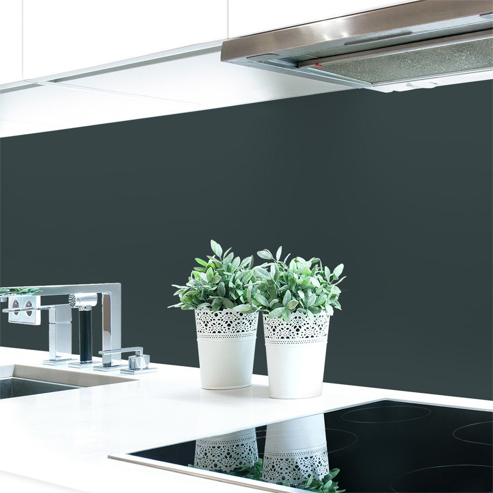 DRUCK-EXPERT Küchenrückwand Küchenrückwand Grautöne Unifarben selbstklebend 0,4 7011 ~ Hart-PVC Eisengrau mm RAL Premium