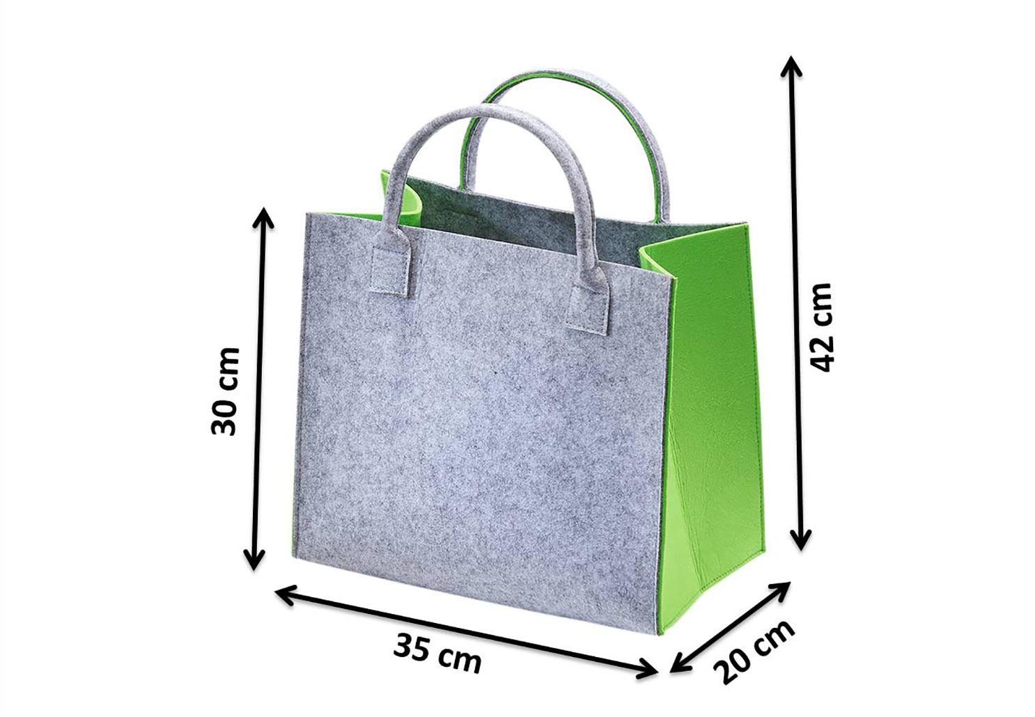 Kobolo Einkaufsshopper Filztasche hellgrau mit grünen günstig online kaufen