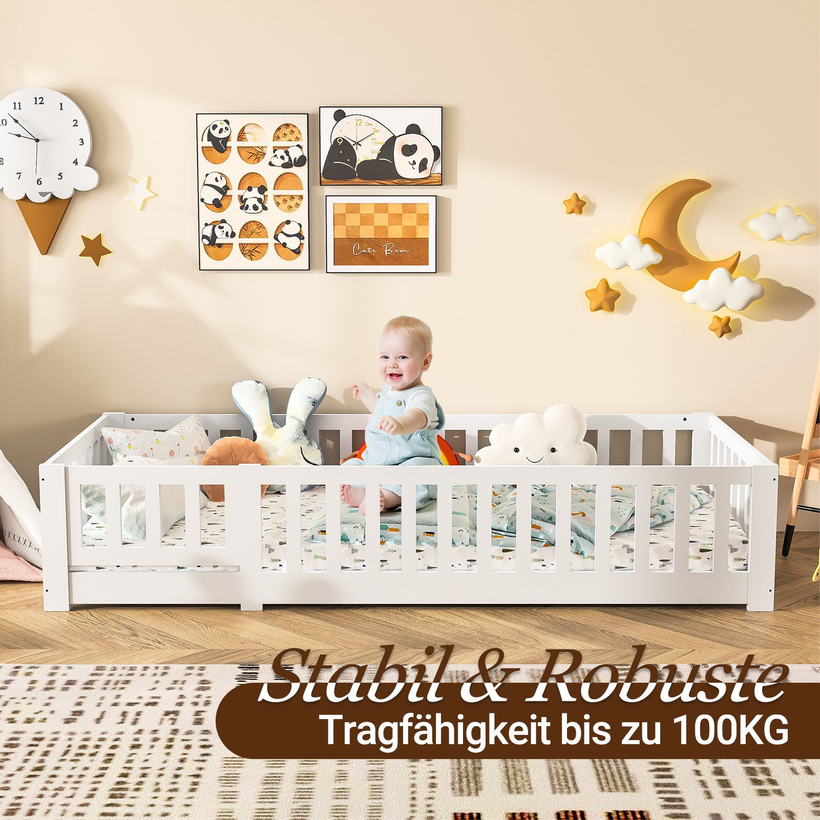 FUROKOY Kinderbett Kinderbett 90x200 cm, Bodenbett günstig online kaufen