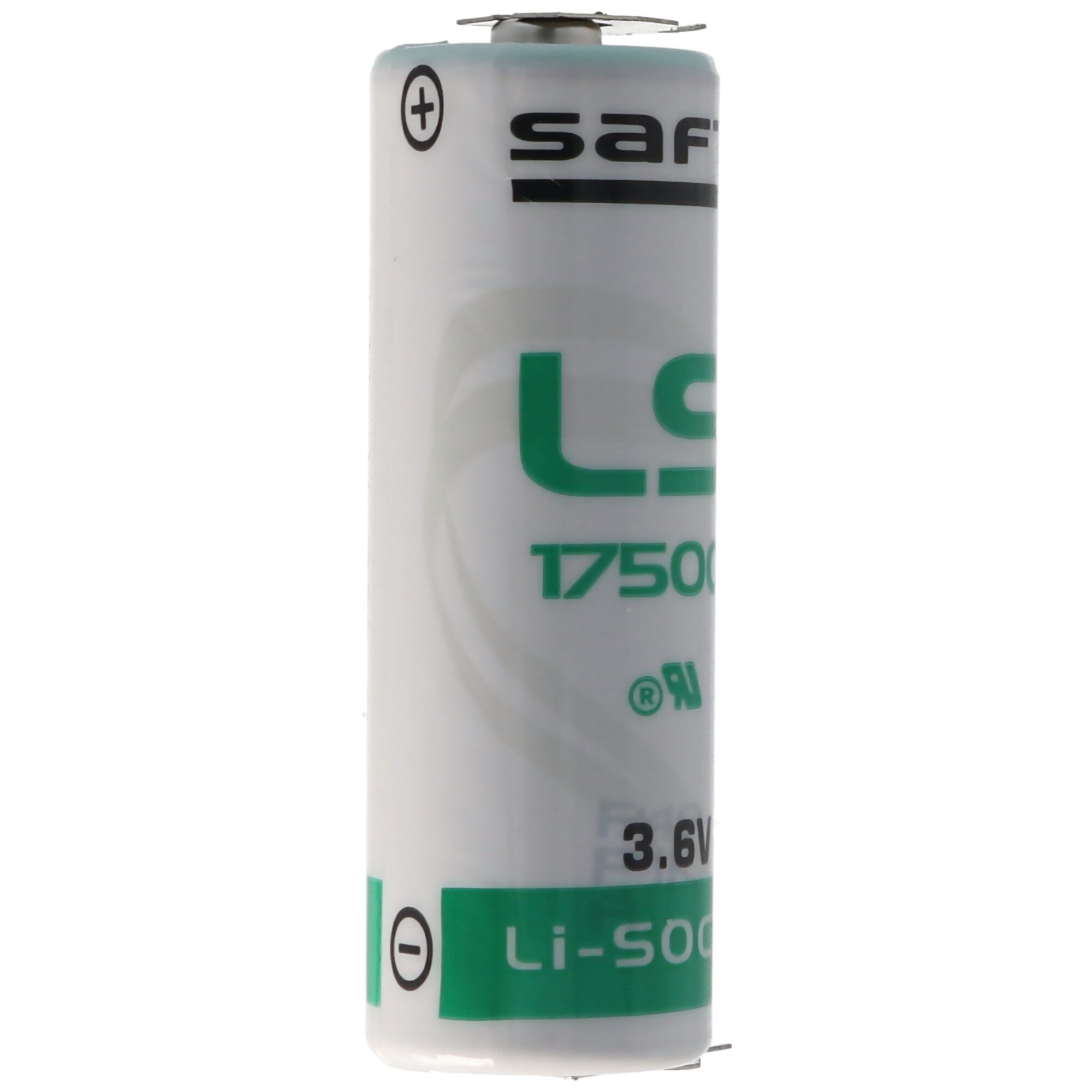 Saft SAFT LS17500 Lithium Batterie, Size A, mit 1er Print Kontakten Batterie, (3,6 V)