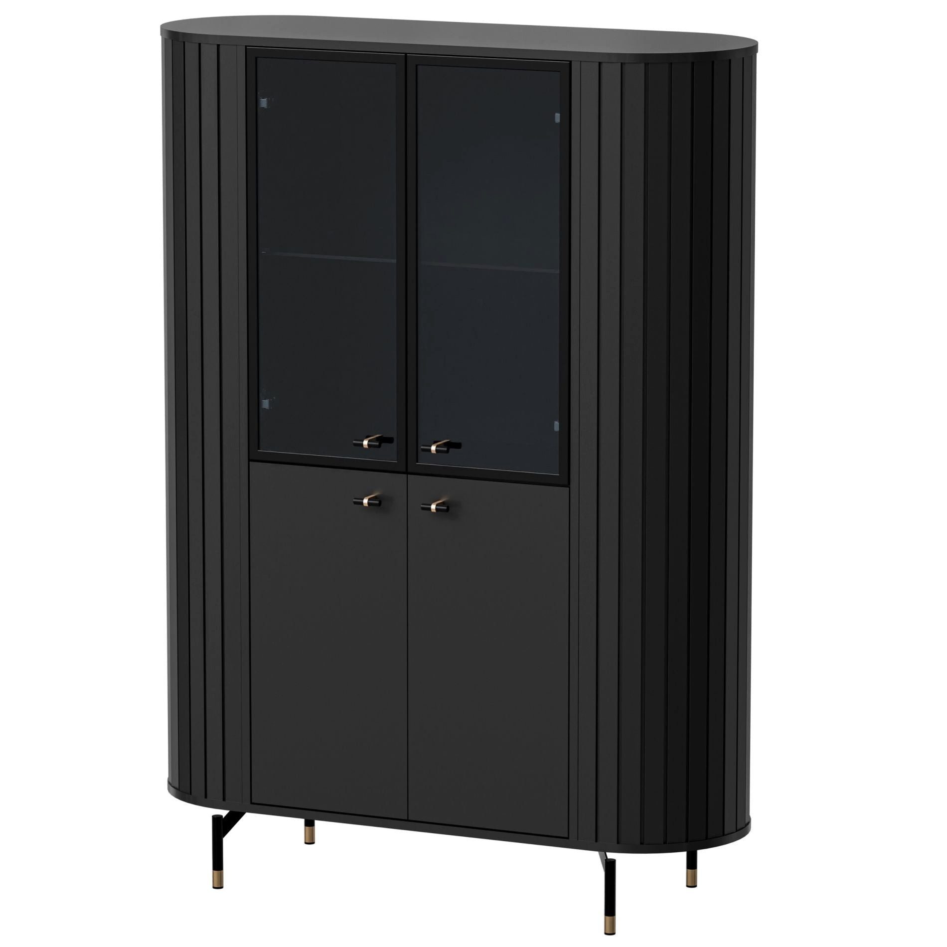 Selsey Standvitrine ZANTE 4-türig mit Glasfront, 4 Fächern, 112 cm