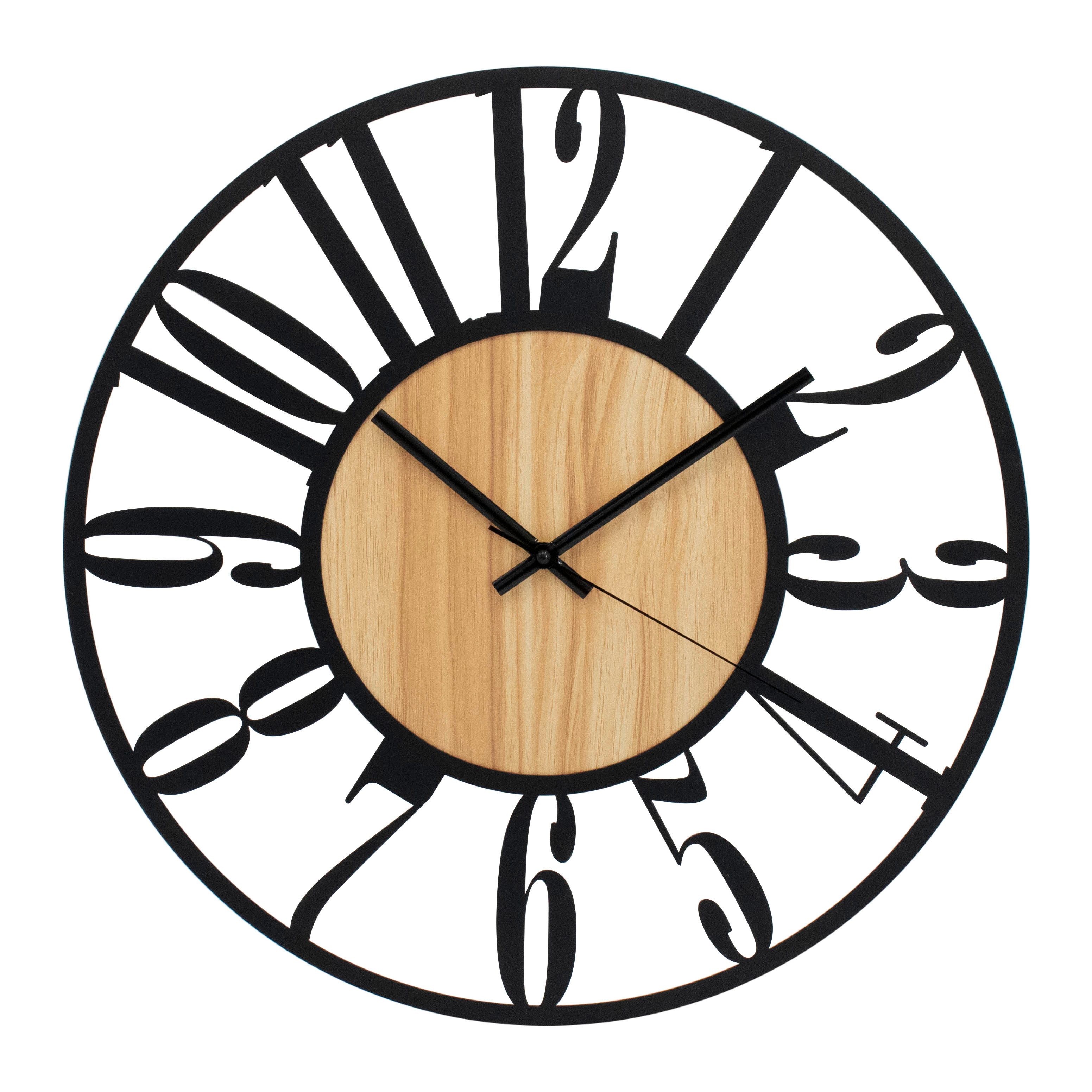 K&L Wall Art Wanduhr industrielle XL Holz-Metall Uhr ohne Tick-Geräusche (l günstig online kaufen