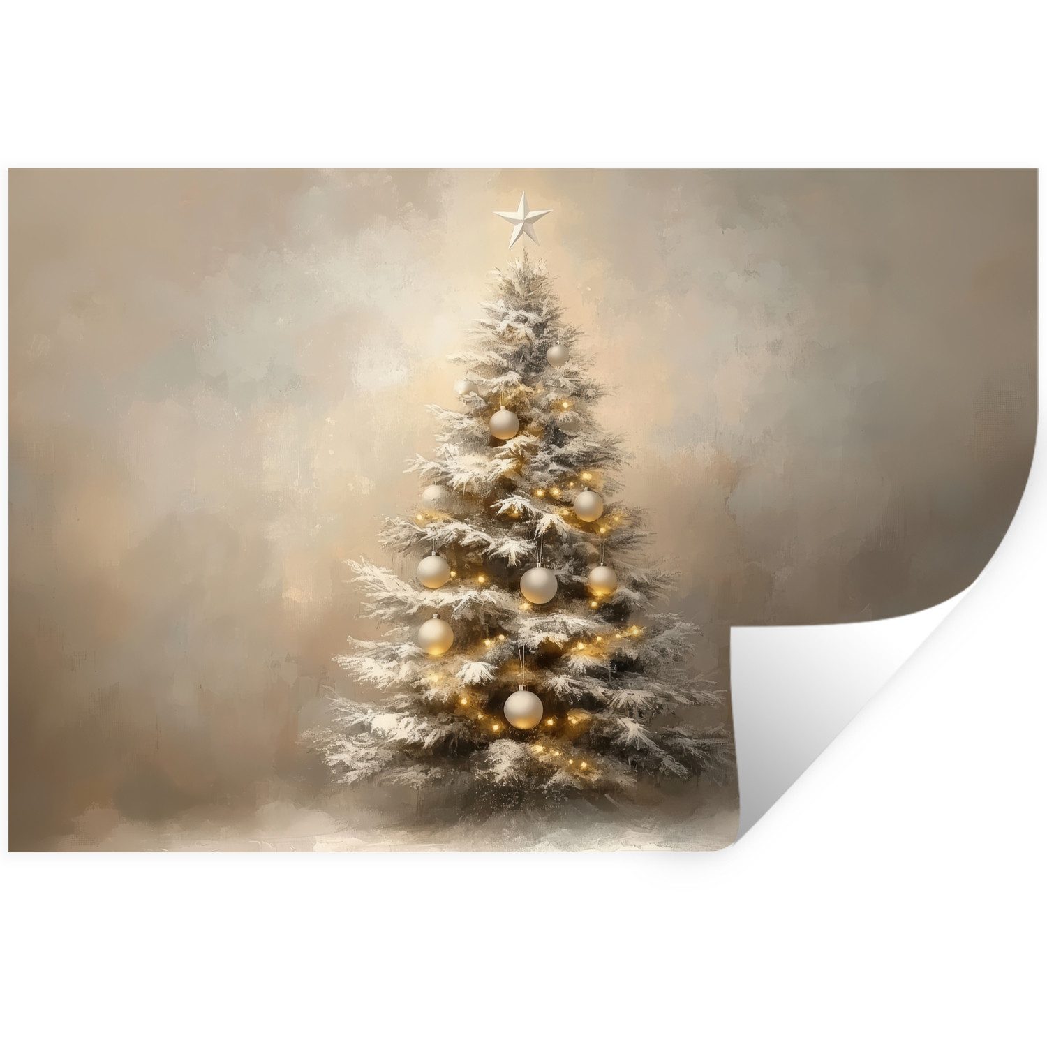 MuchoWow Wandsticker Weihnachten - Weihnachtsbaum - Schnee - Kunst (1 St), Wandtattoo, Selbstklebend, Wohnzimmer, 30x20 cm