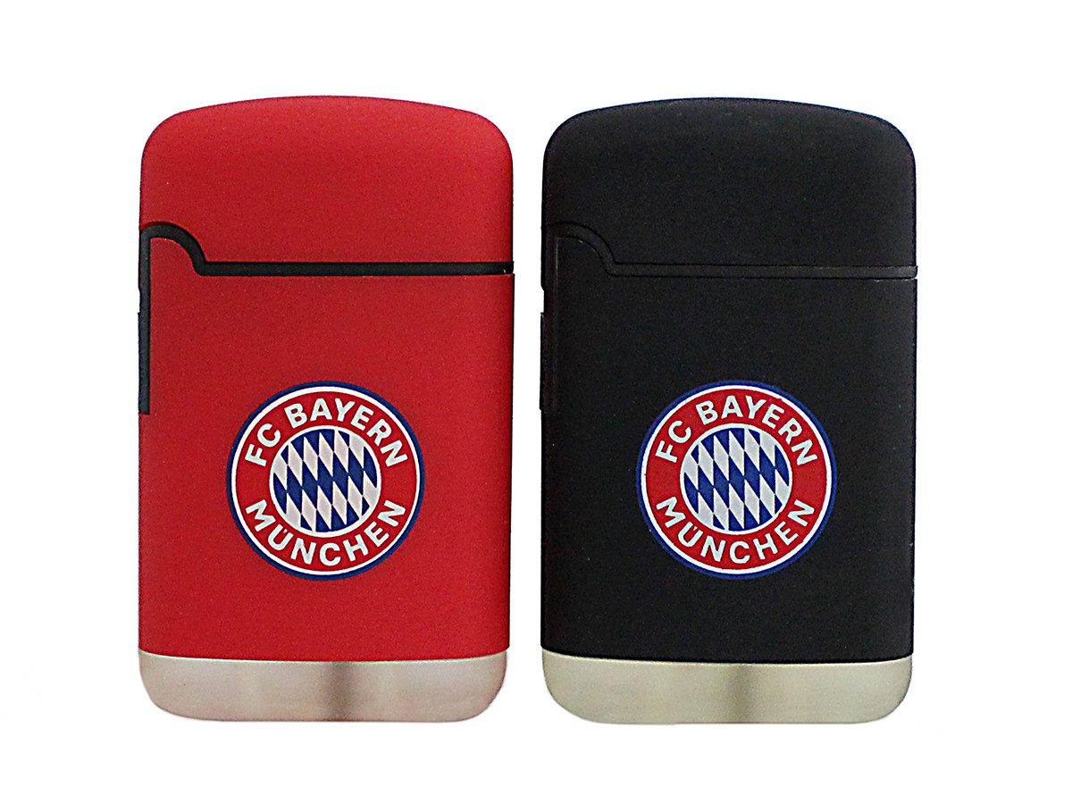 FC Bayern München Feuerzeuge FC Bayern München Easy Torch Sturmfeuerzeug rot schwarz Logo, Fussball Lizenzprodukt Fanartikel FC Bayern München