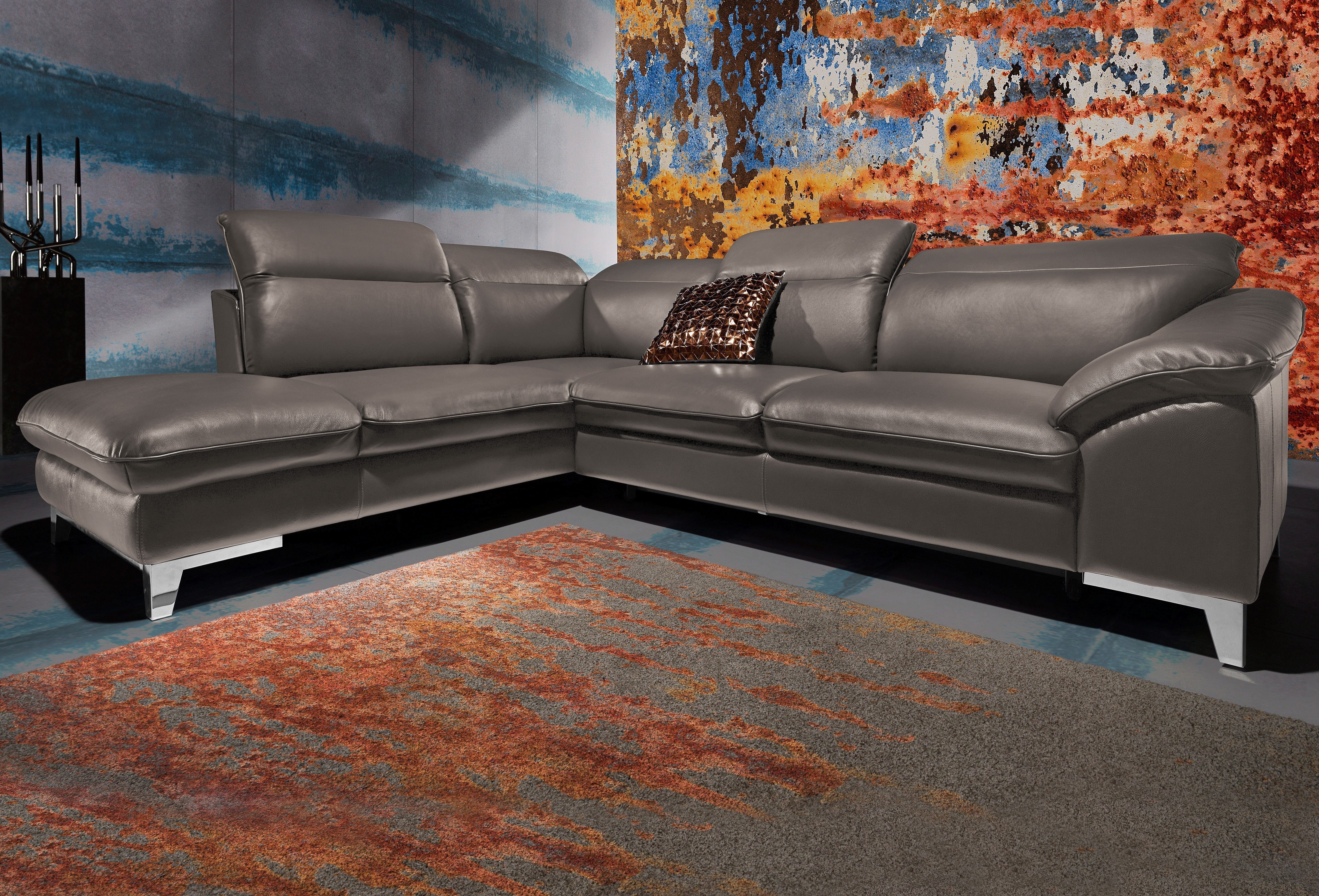 COTTA Polstergarnitur Teresa L-Form, (Set), Set bestehend aus: Ecksofa mit Kopfteilverstellung & Hocker