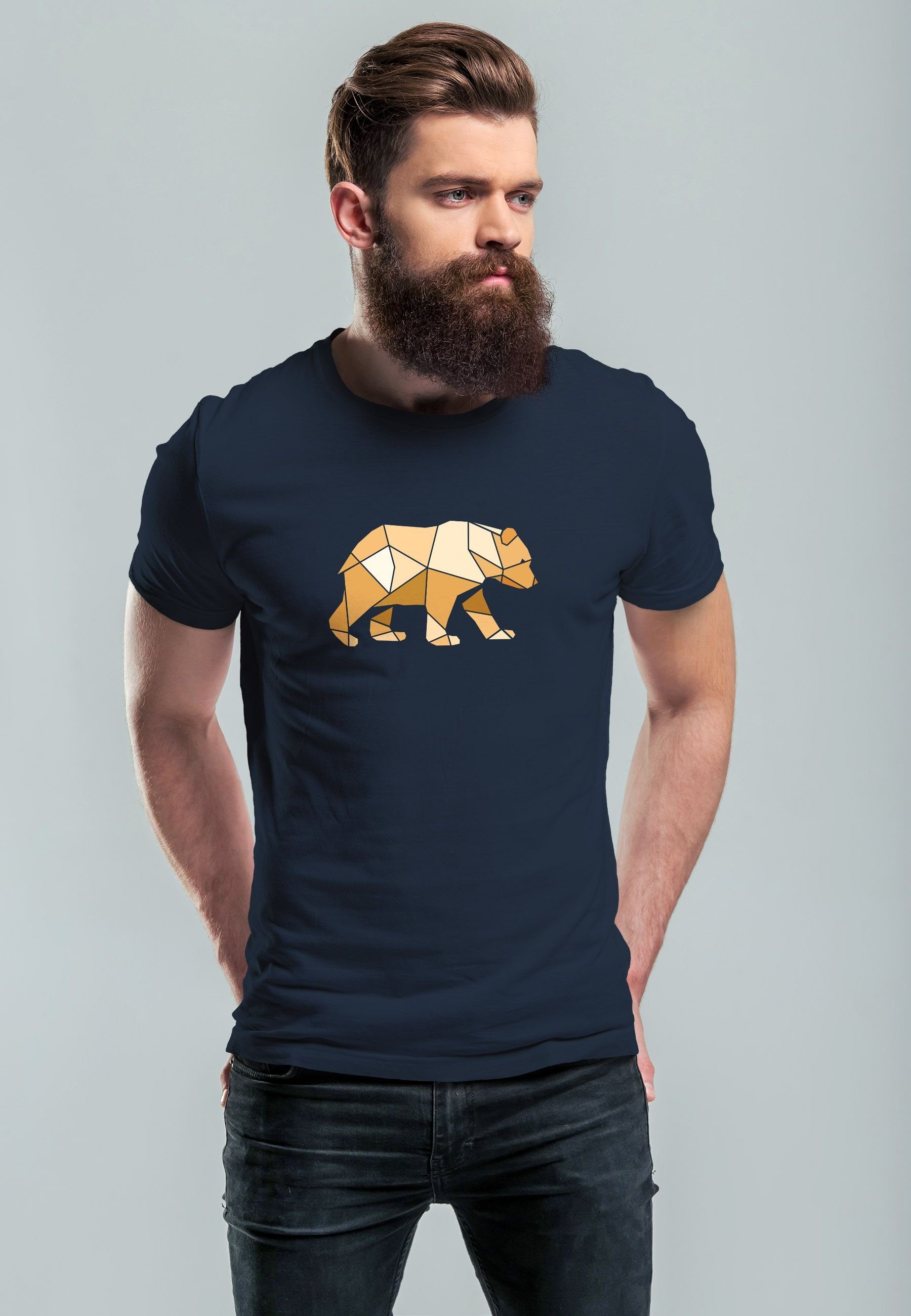 Neverless Print-Shirt Herren T-Shirt Bär Aufdruck günstig online kaufen