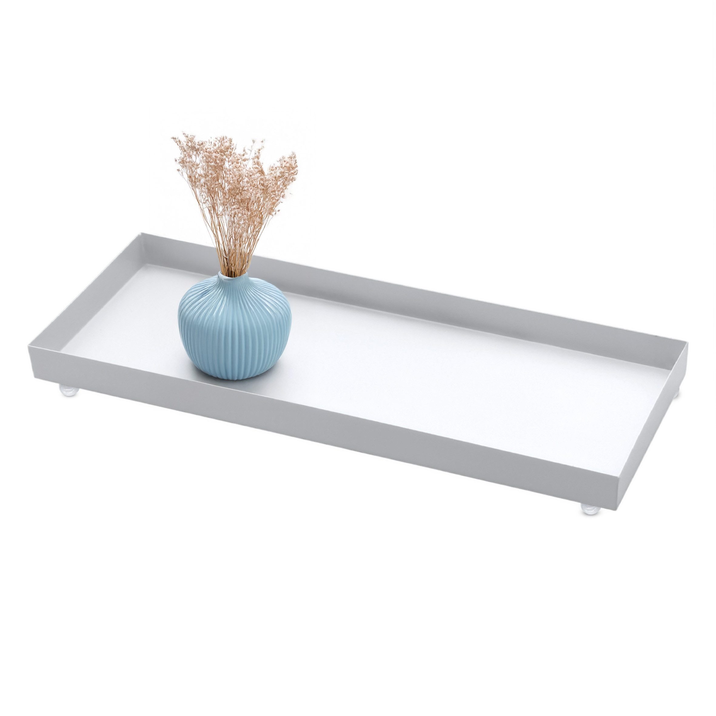 Spetebo Dekotablett Metall Kerzentablett rechteckig - 40 x 15 cm (Anzahl, 1 St., Stück), Mit Kugel-Füßen