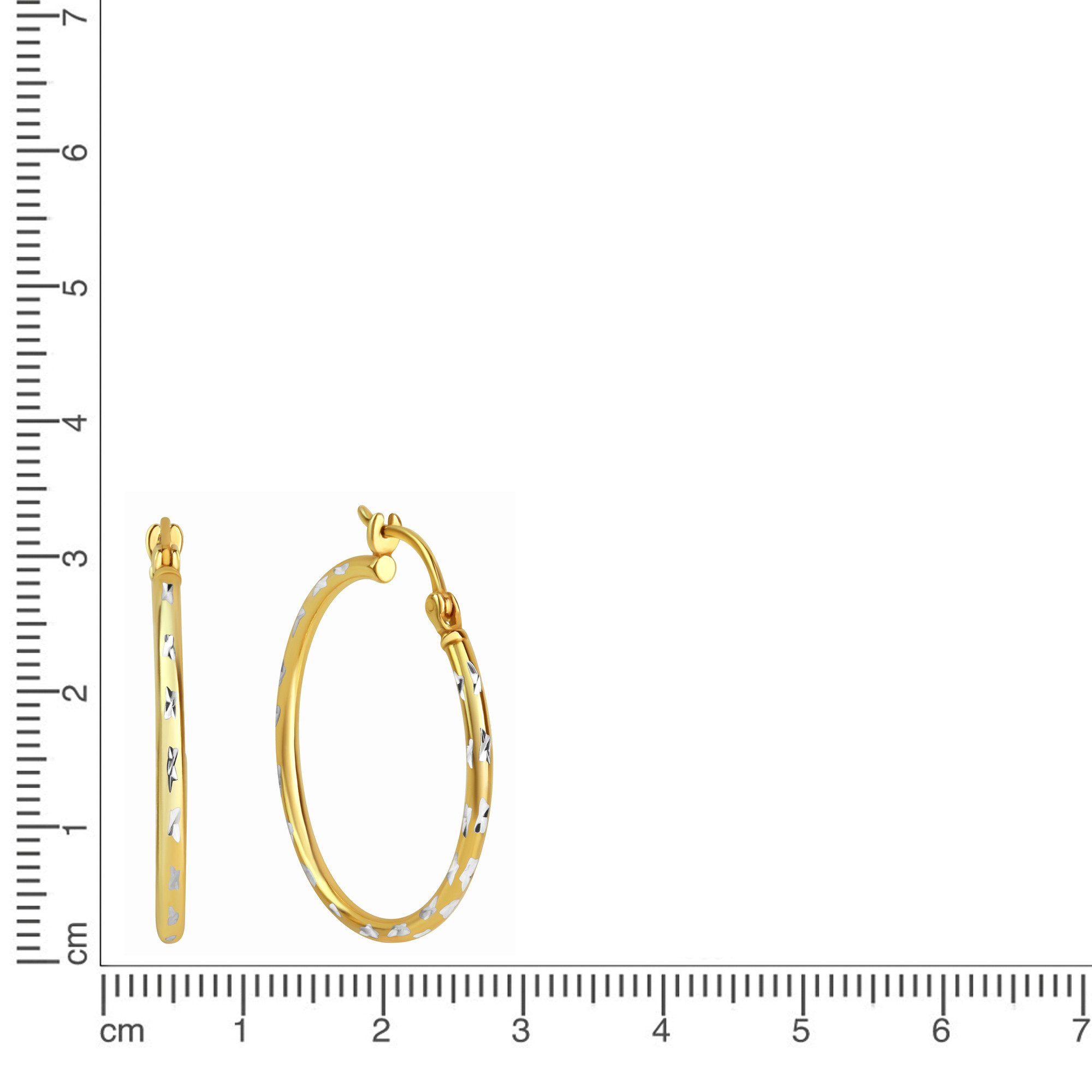 Zeeme Paar Creolen Silber 925 vergoldet diamantiert 30mm Durchmesser günstig online kaufen