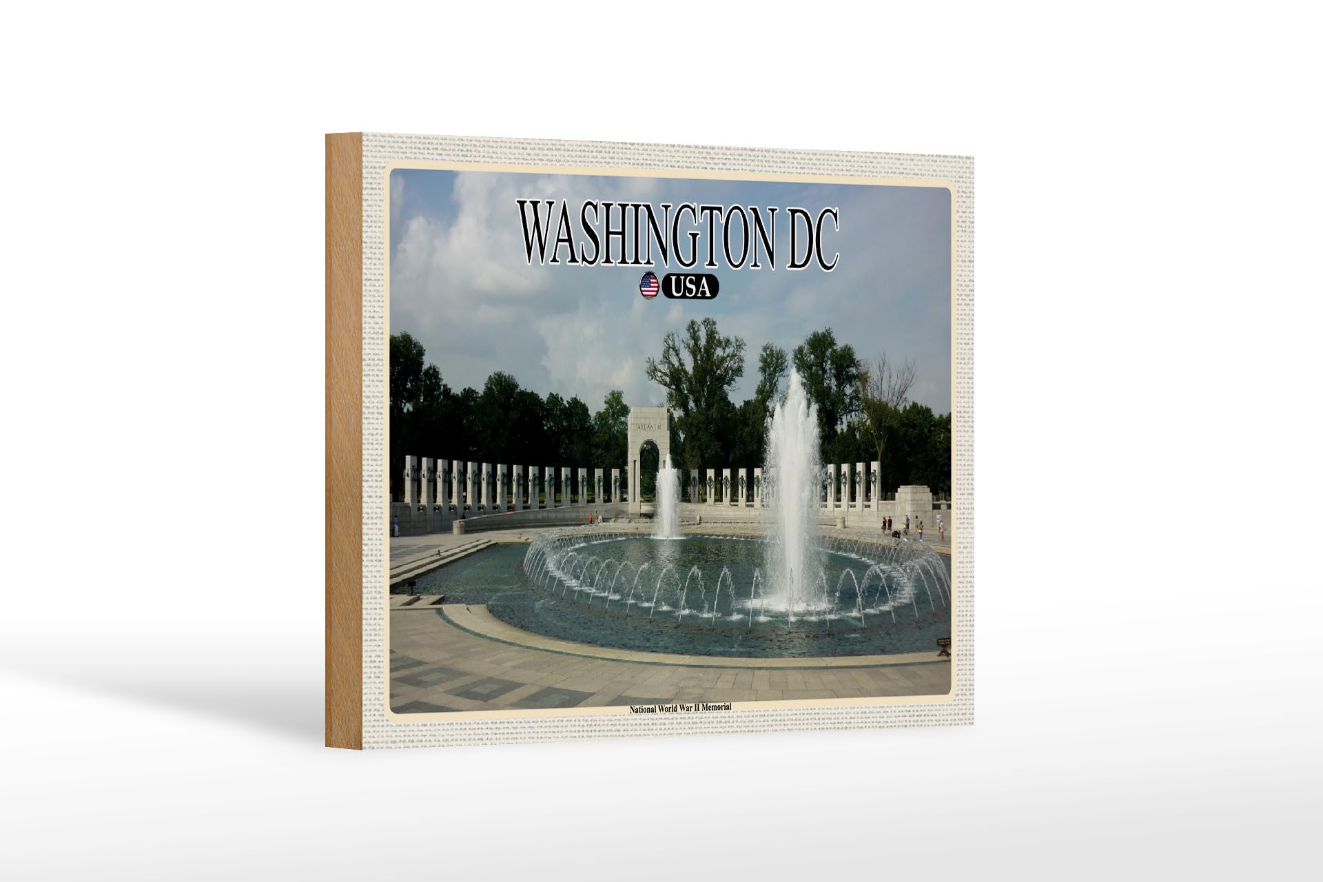 Femer GmbH Holzbild Reise 18x12 cm Washington DC USA National World War II Memorial, (1 St), Glatte Holzfaserplatte (MDF), vorn beschichtet