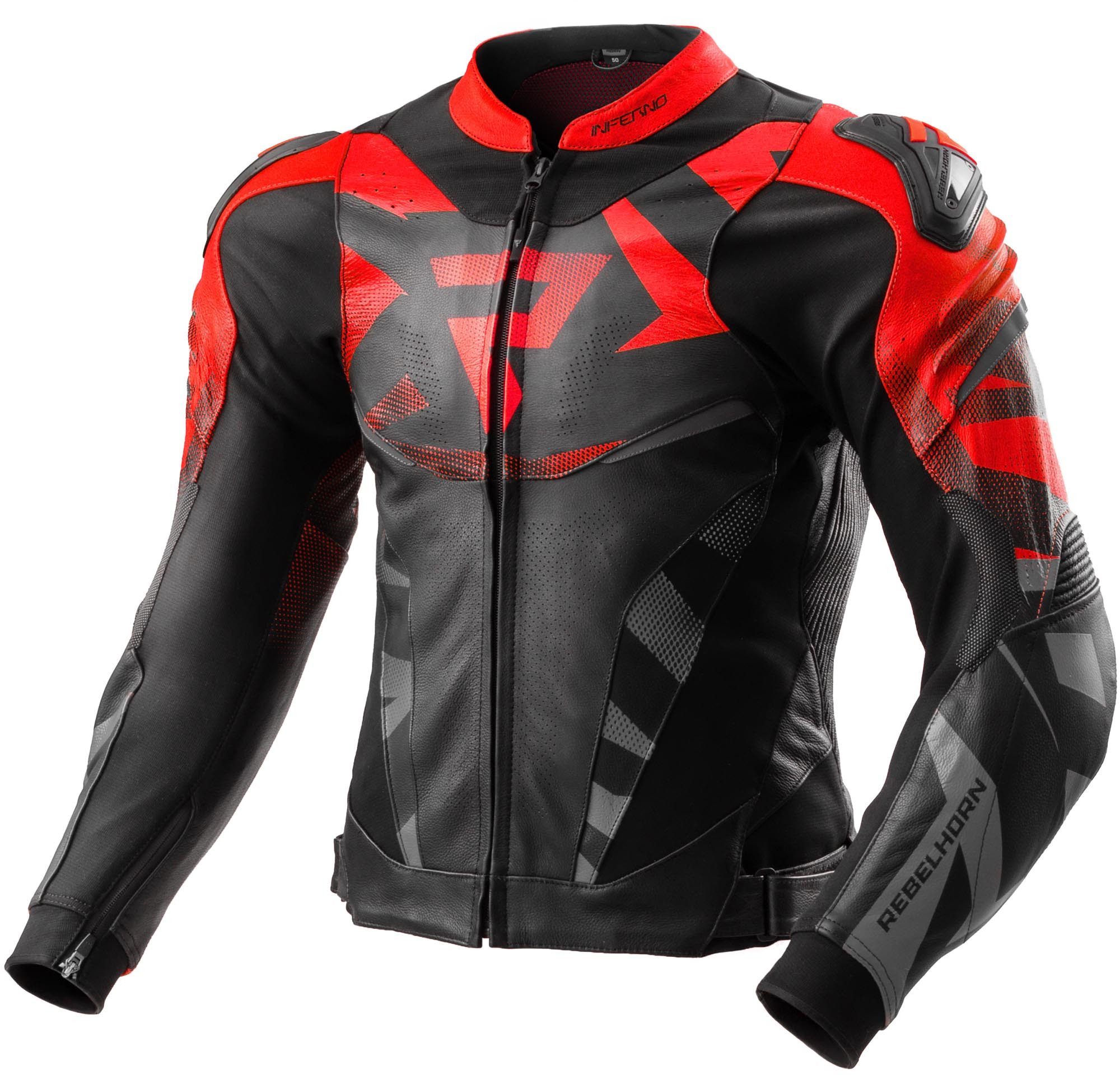 Rebelhorn Motorradjacke Inferno Motorrad Lederjacke Rückenprotektor enthalten,Verbindungsreißverschluss,Ellenbogenpro
