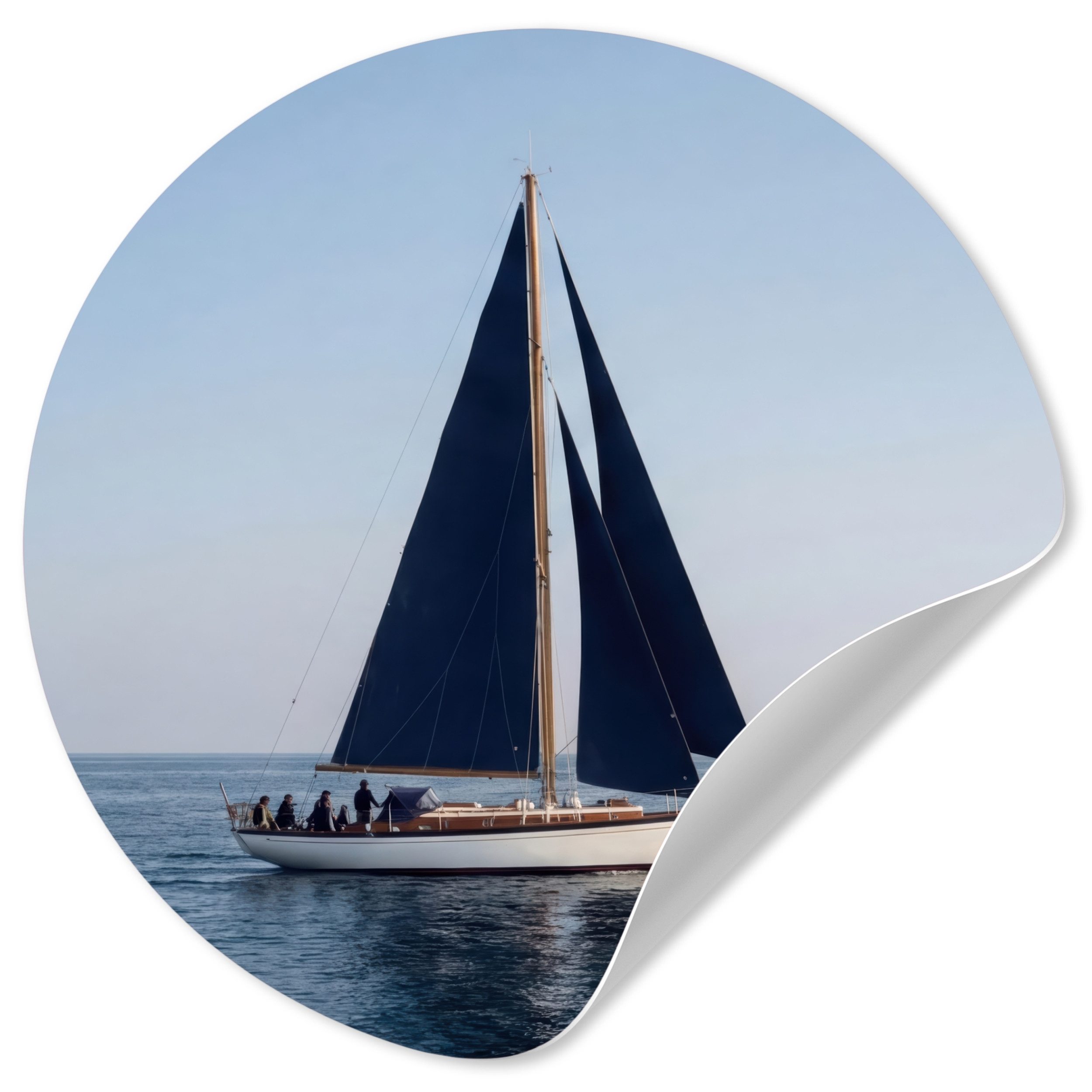 MuchoWow Wandsticker Segelboot - Meer - Blau (1 St), Wandtattoo Selbstklebend, Wohnzimmer Deko Aufkleber, 30x30 cm