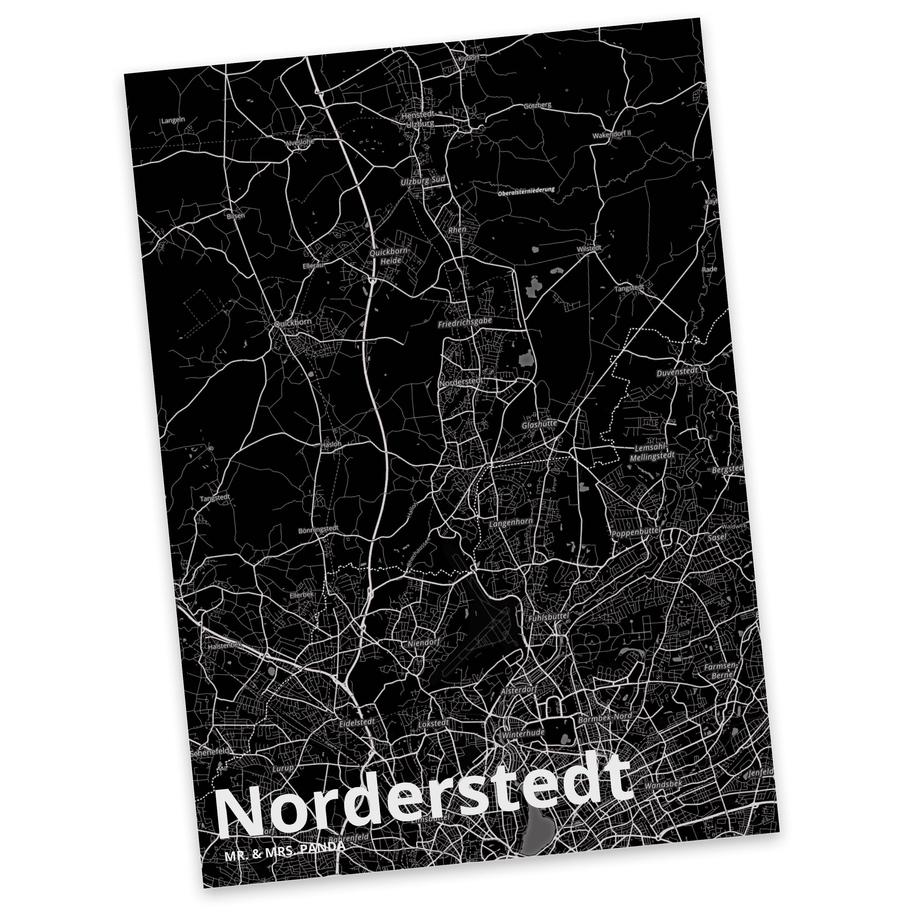 Mr. & Mrs. Panda Postkarte Norderstedt - Geschenk, Dankeskarte, Stadt Dorf Karte Landkarte Map S