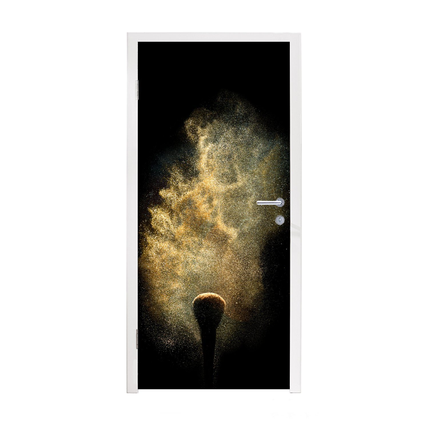 bedruckt, Türaufkleber, für Goldpulver Fototapete cm Matt, 75x205 schwarzem auf Türtapete Hintergrund, Tür, St), (1 MuchoWow
