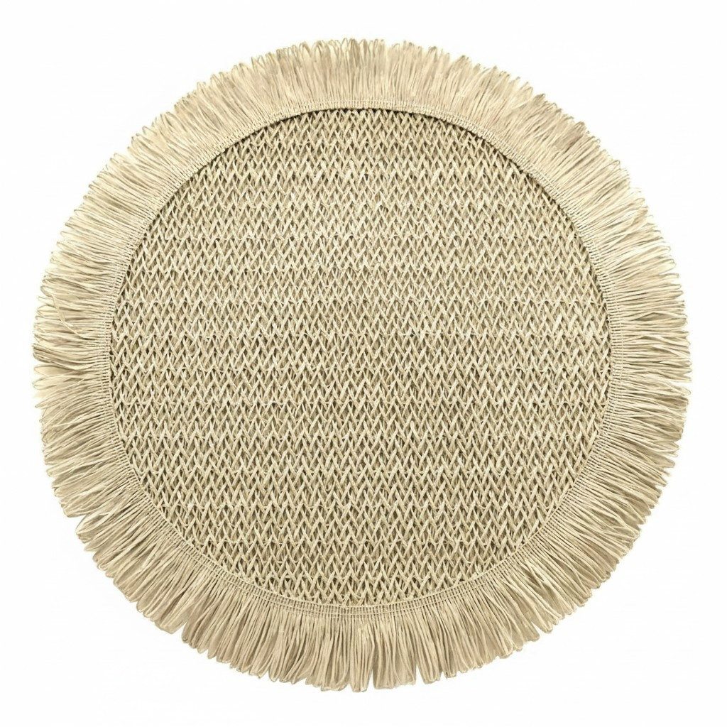 Macosa Home Platzset Tischset 4 Stk. Natur od. Grün 38 cm rund, (4-St., Tischmatte Platzmatte Tischunterlage Platzdeckchen), Papierfaser Platzsets abwischbar Tischdeko