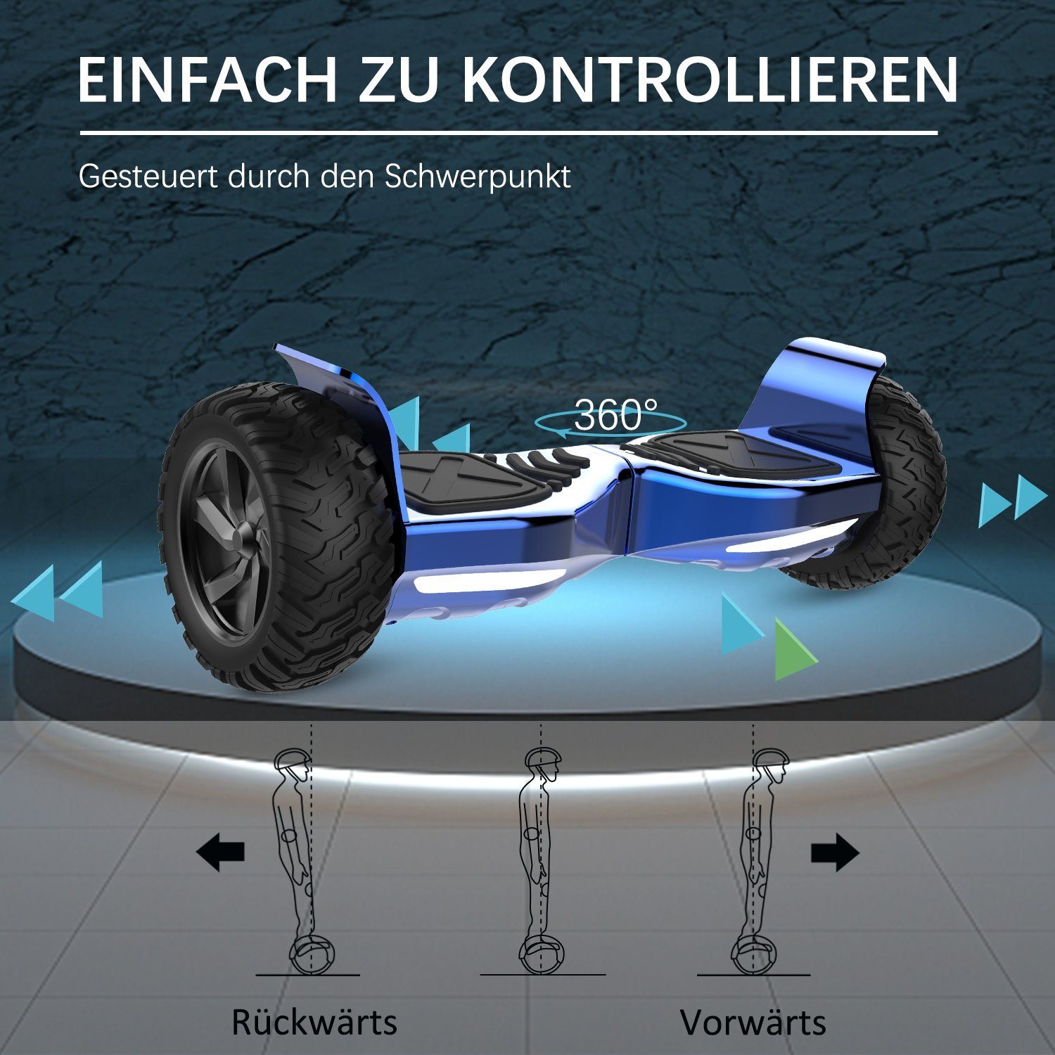RCB Balance Scooter Kart Set, 8,5'' Off-Road SUV Hoverboard mit Sitz, Go-Kart, APP, Bluetooth