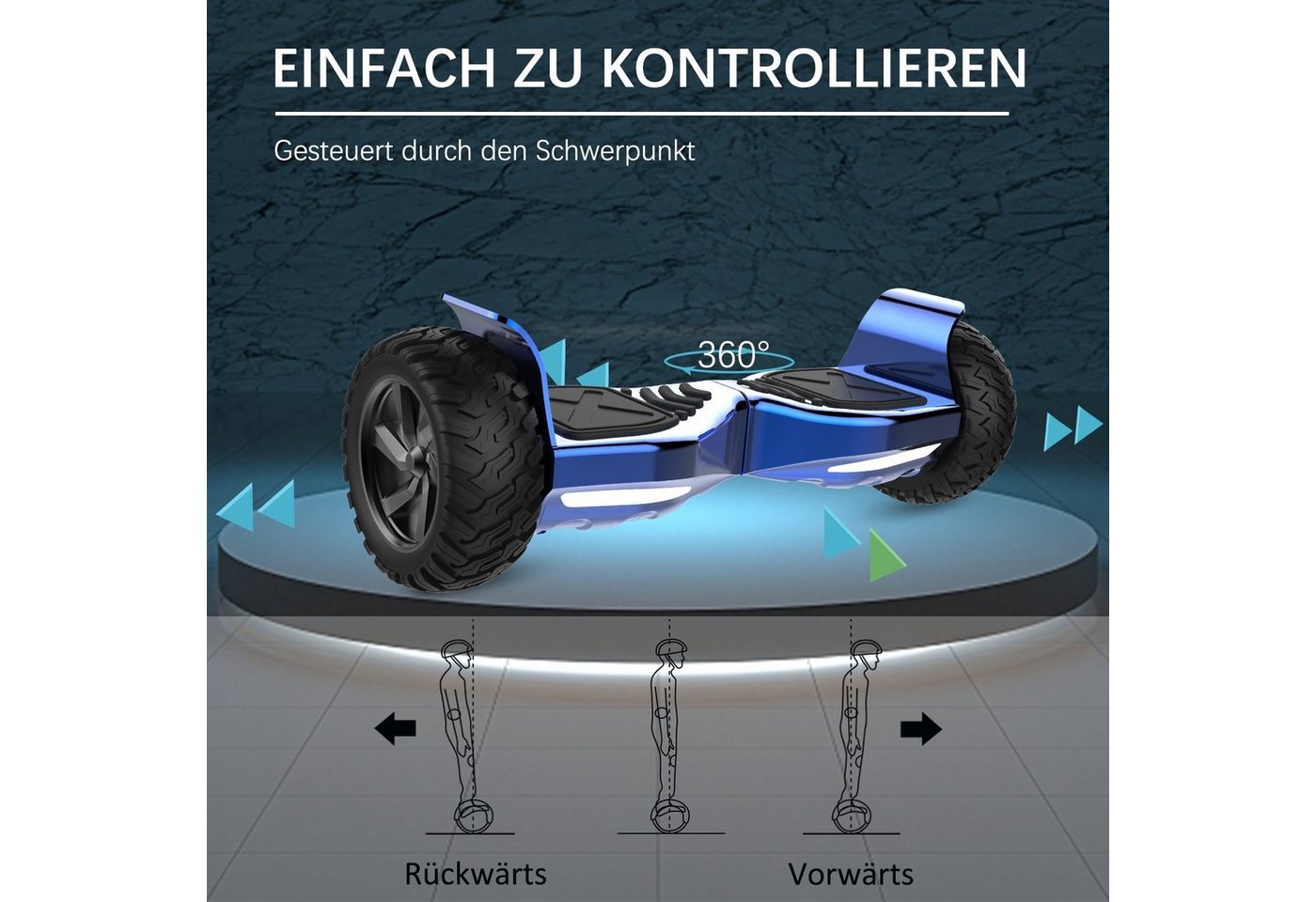 Thumbnail - RCB TECH Balance Scooter HM2 mit Leistungsstarkem Motor, 8.5" Hoverboard für alle Gelände, APP
