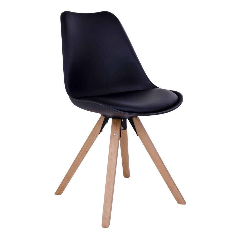 Schalenstuhl (2er-Set) in Schwarz, Glattlederoptik - 48x86x55cm (BxHxT)