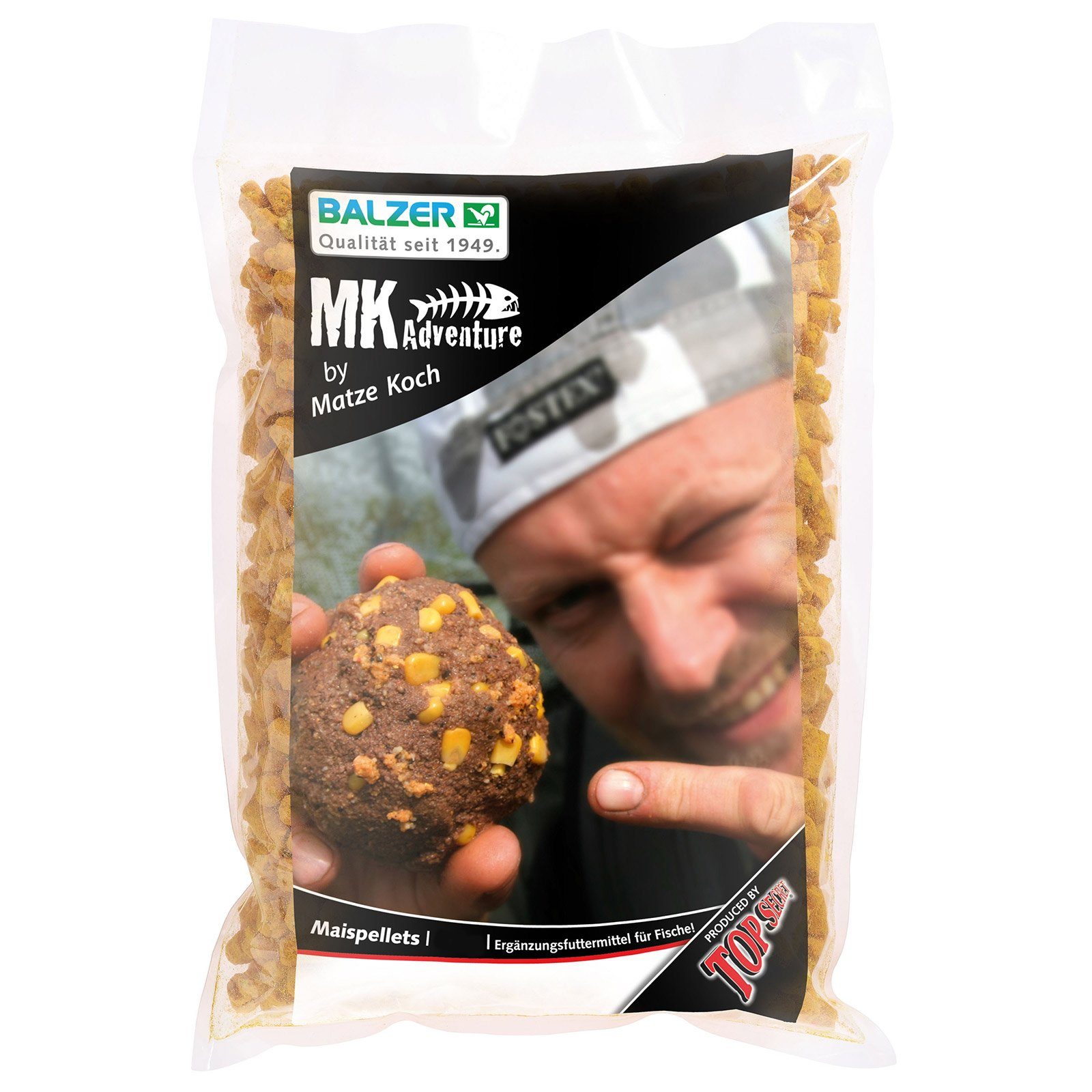 Matze Koch Kunstköder, Balzer Matze Koch 1kg Mais-Pellets mit Amino-Mantel