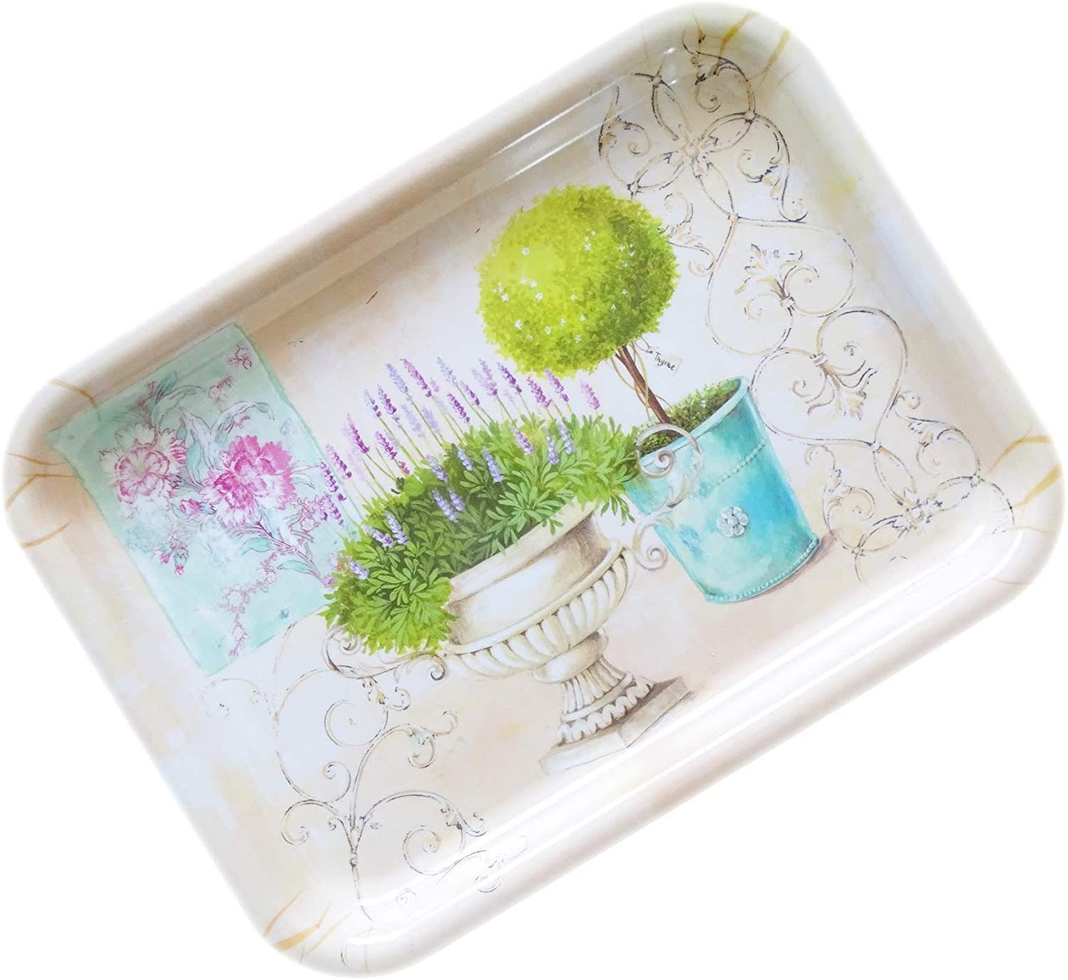 Lashuma Tablett Garten, Kunststoff, (1-tlg), Hell gelbes Dekotablett für Küche 31x23 cm