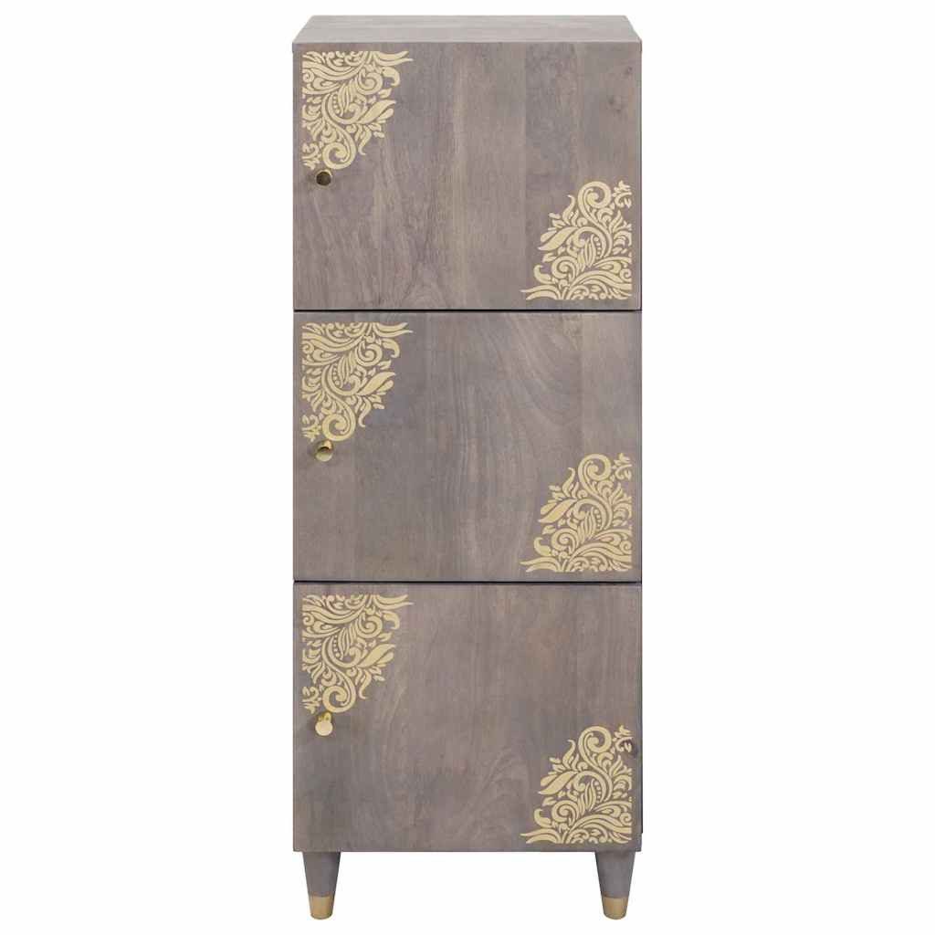 vidaXL Highboard Highboard Grau und Gold 40 x 33 x 110 cm Massivholz (1 St)