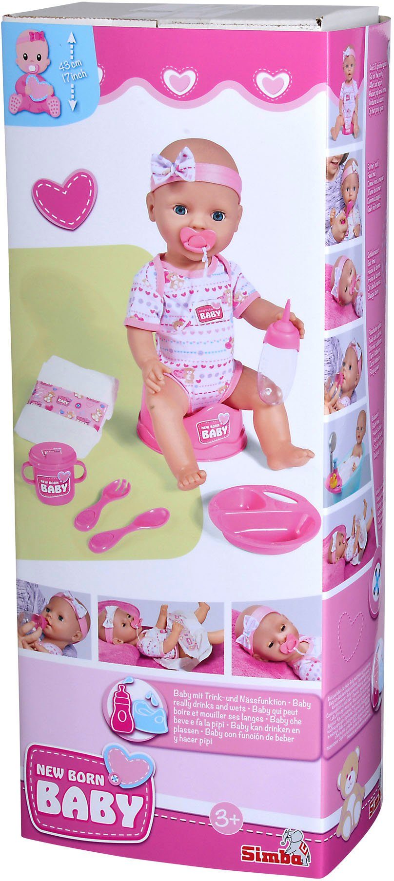 SIMBA Baby Doll New Born Baby, with pink accessories