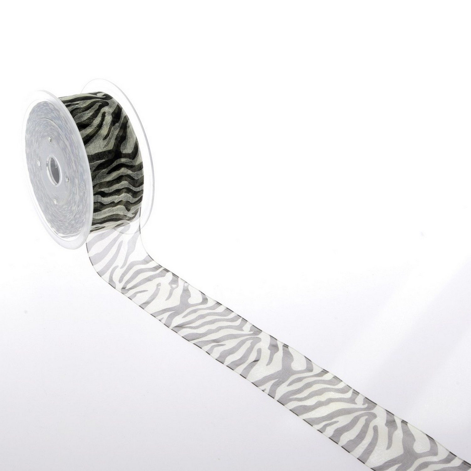 Deko AS Geschenkband Geschenkband "Zebra-Print" - schwarz-weiß 40mm - 25m -, Zebra-Motiv