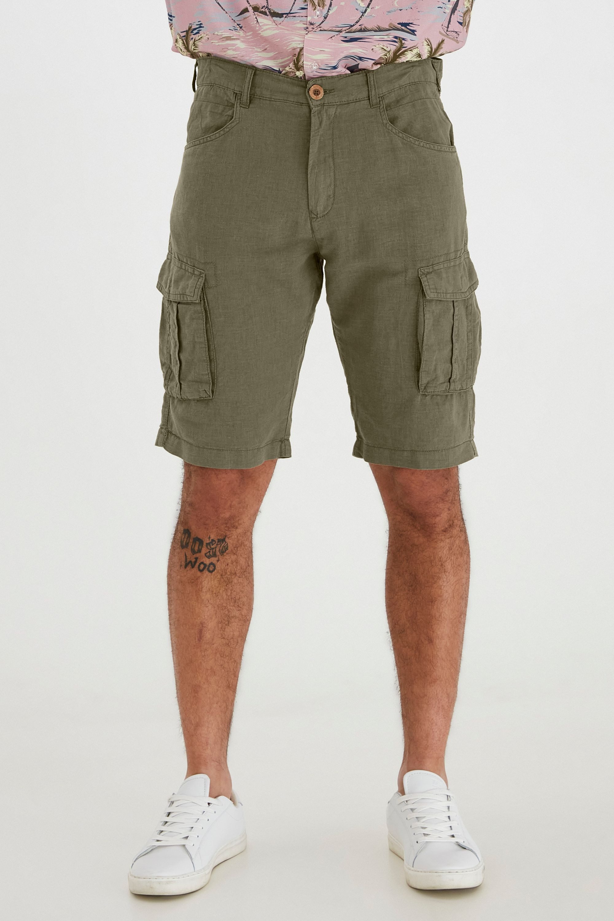!Solid Cargoshorts !SOLID Kurze Hose aus Leinenmix