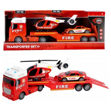 Otto Simon Spielzeug-Hubschrauber Feuerwehr Autotransporter 54 cm Auto Hubschrauber mit Licht und Sound