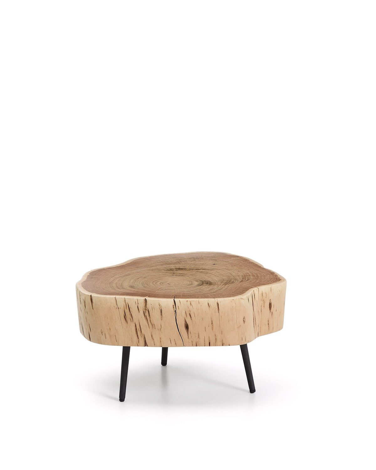 Natur24 Couchtisch Tavine Couchtisch 49 x 47 x 26 cm Akazienholz Stahl Natur Schwarz