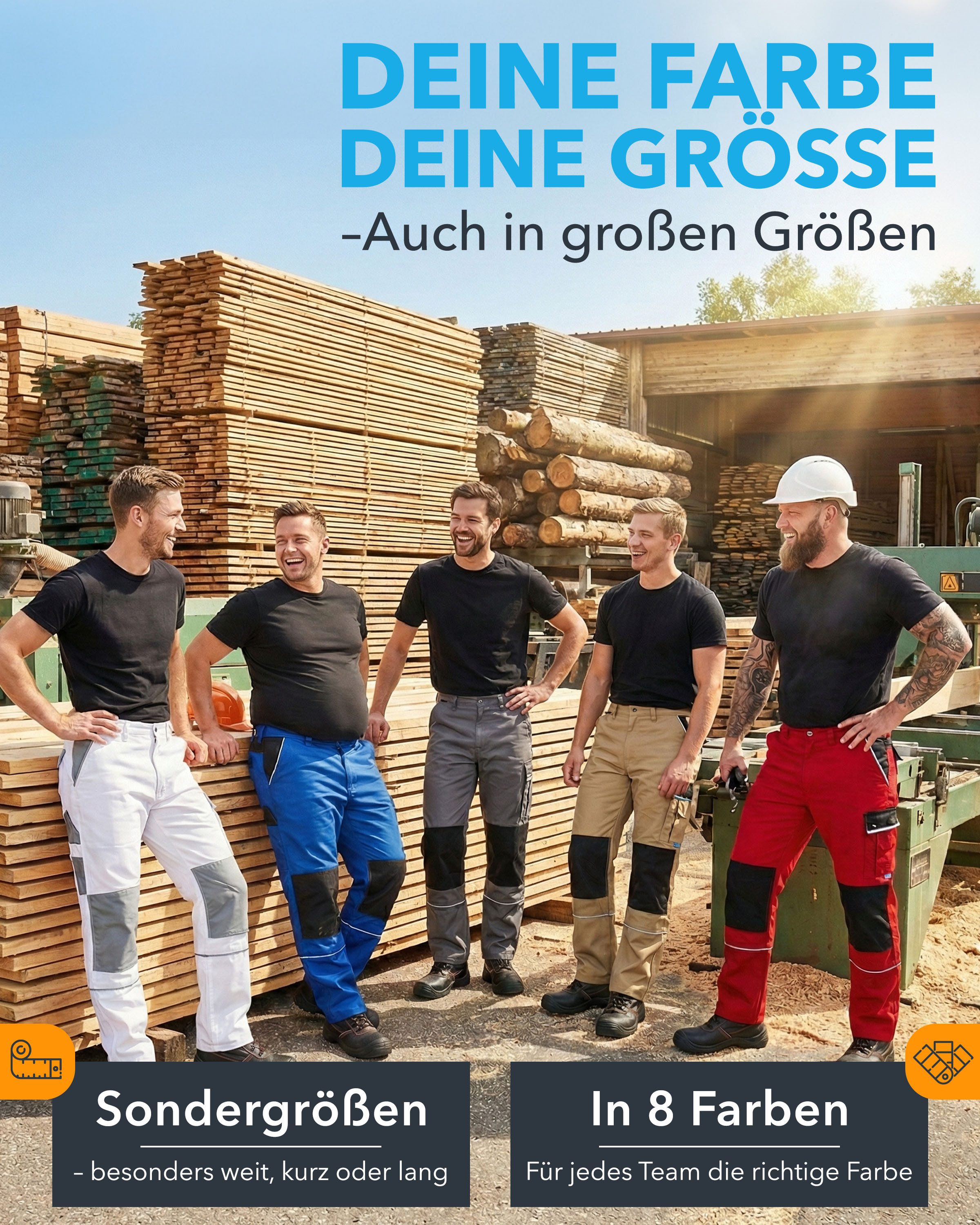 TMG International Arbeitshose Arbeitshose Bundhose Cargohose Style Arbeitshose Herren mit Kniepolstertaschen in Übergrößen erhältlich