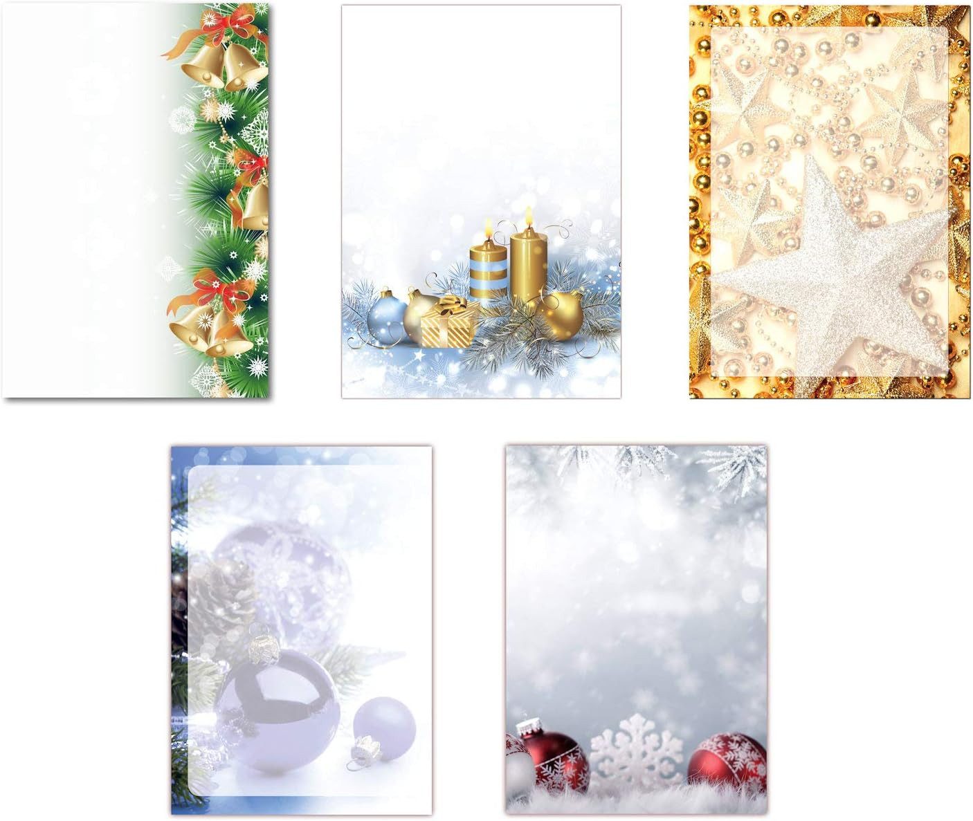 Briefpapier Motivpapier Set DIN A4 Baumkugeln Sterne Weihnachten Advent (MPA-5230)