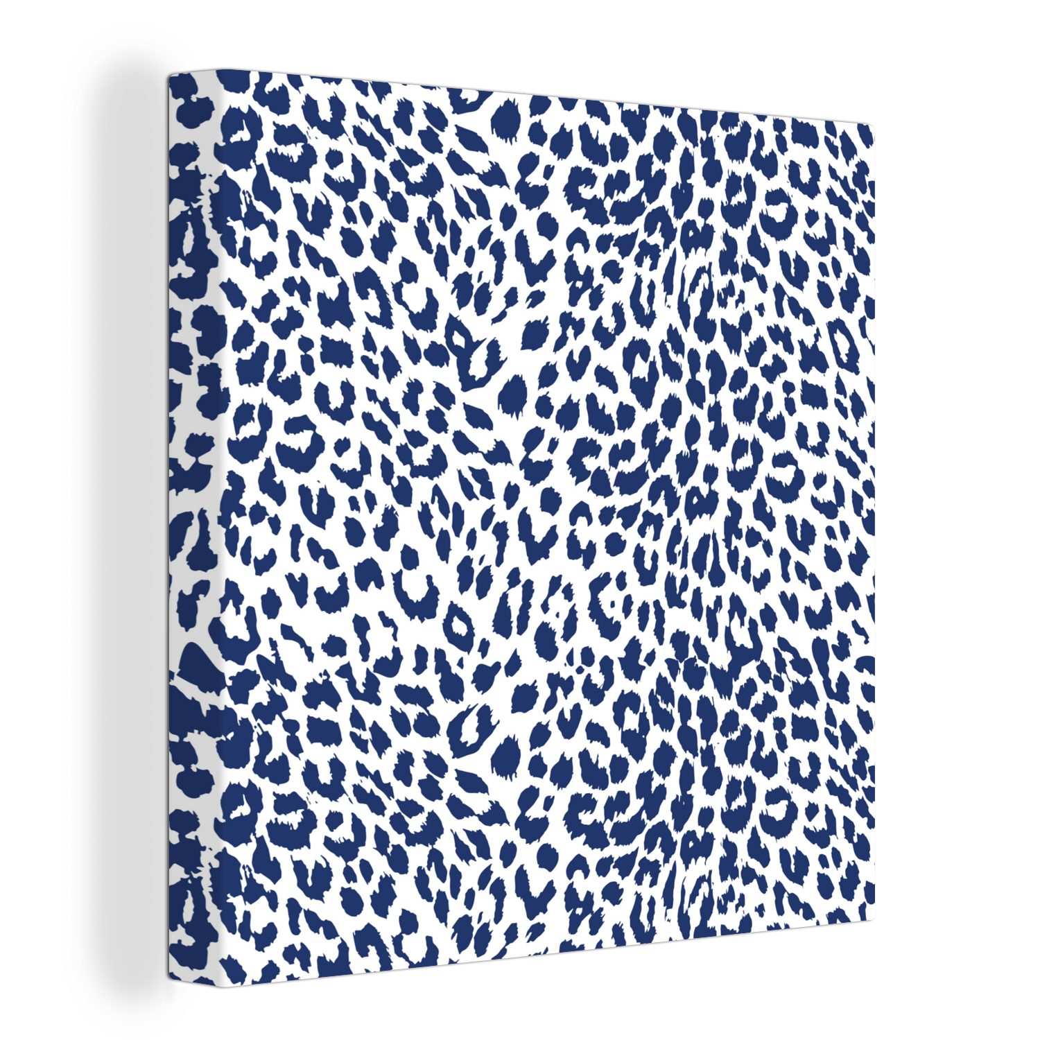 OneMillionCanvasses® Leinwandbild Pantherdruck - Weiß - Blau, (1 St), Leinwand Bilder für Wohnzimmer Schlafzimmer