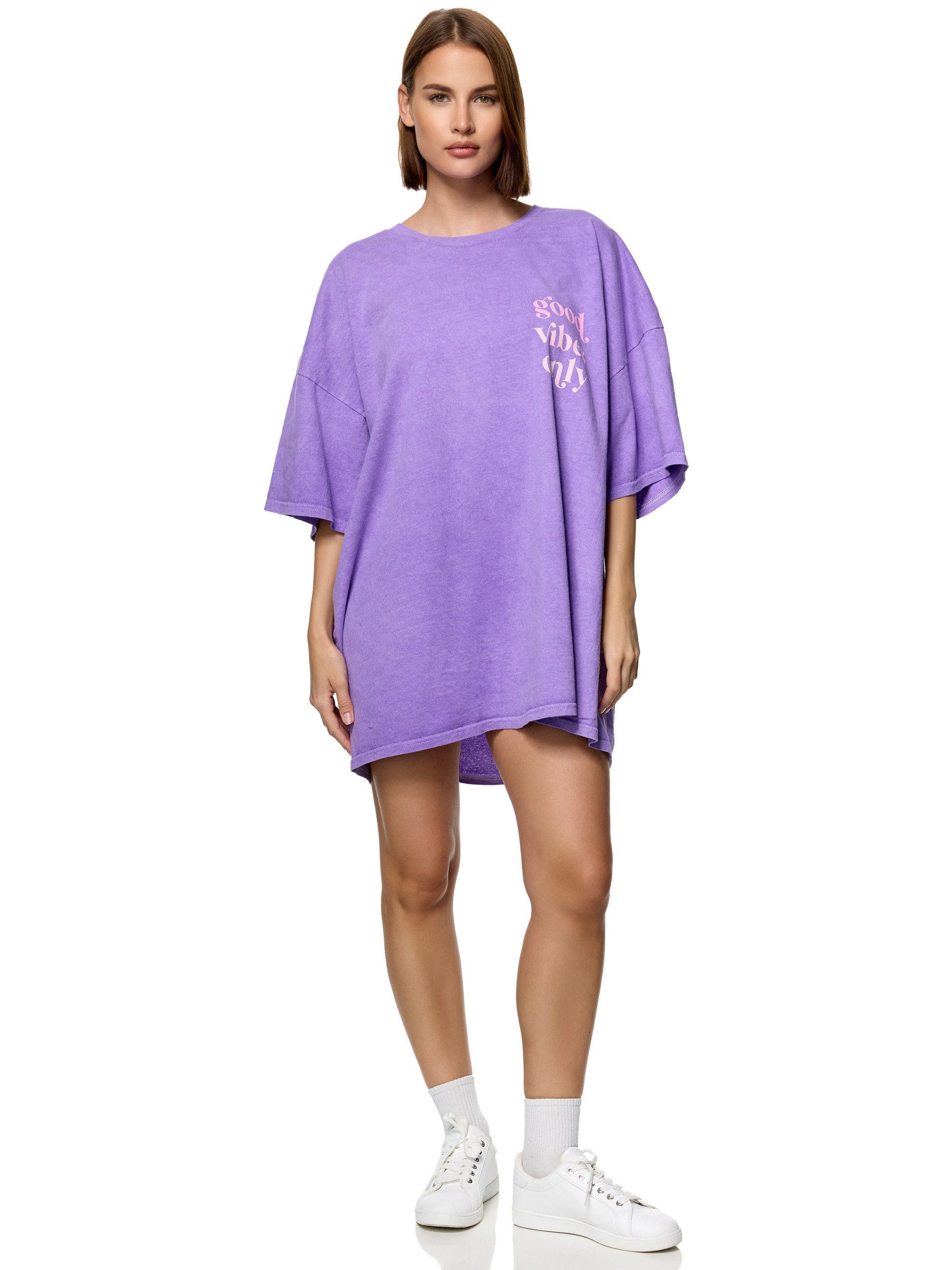 Worldclassca Longshirt Worldclassca Oversized VIBES Print T-Shirt lang Tee Sommer Oberteil Neue Kollektion - Stilvolle und gemütliche Mode für Damen