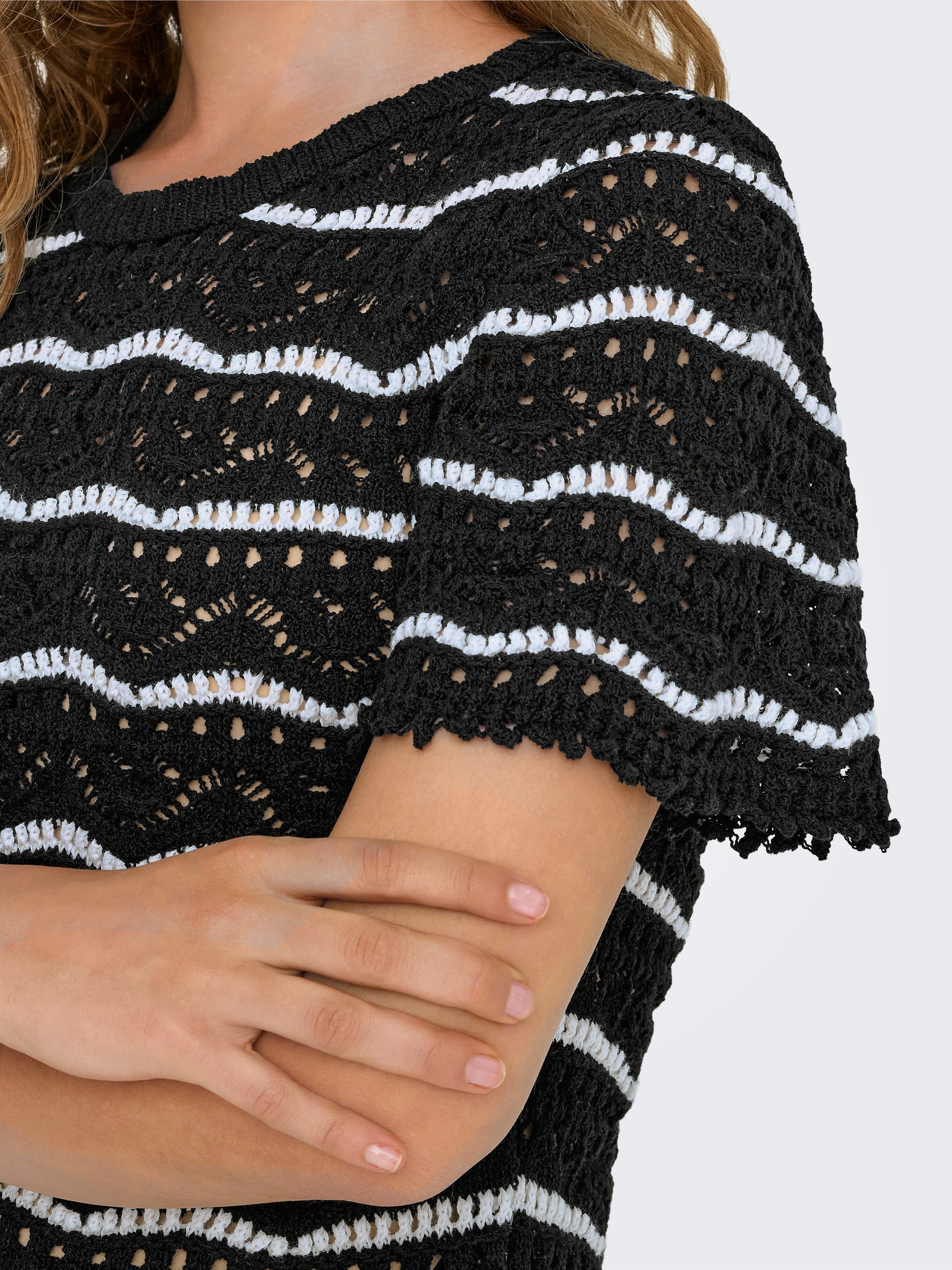 ONLY Kurzarmpullover ONLANNASOFIA LIFE SS STRIPE O-NECK KNT