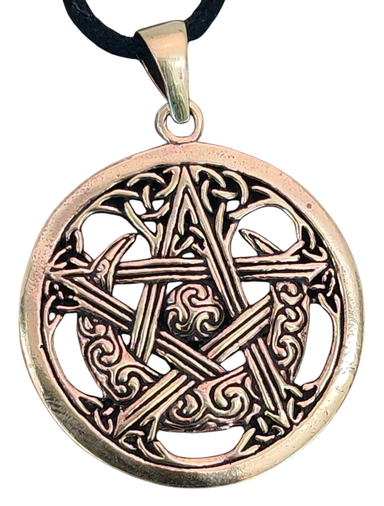 Kiss of Leather Kettenanhänger Pentagramm Schutz Pentagram Magie Schutzamulett Anhänger Bronze Nr.162