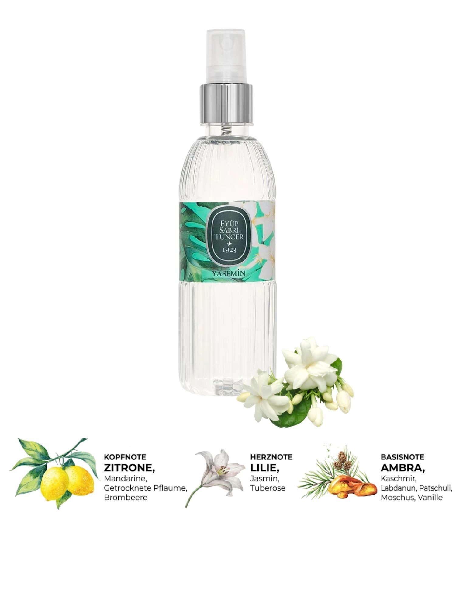 EYÜP SABRI TUNCER Eau de Cologne EST Yasemin Kölnisch Wasser 150ml & 400ml – Erfrischendes Spray, Lang anhaltender Blumenduft für tägliche Frische.